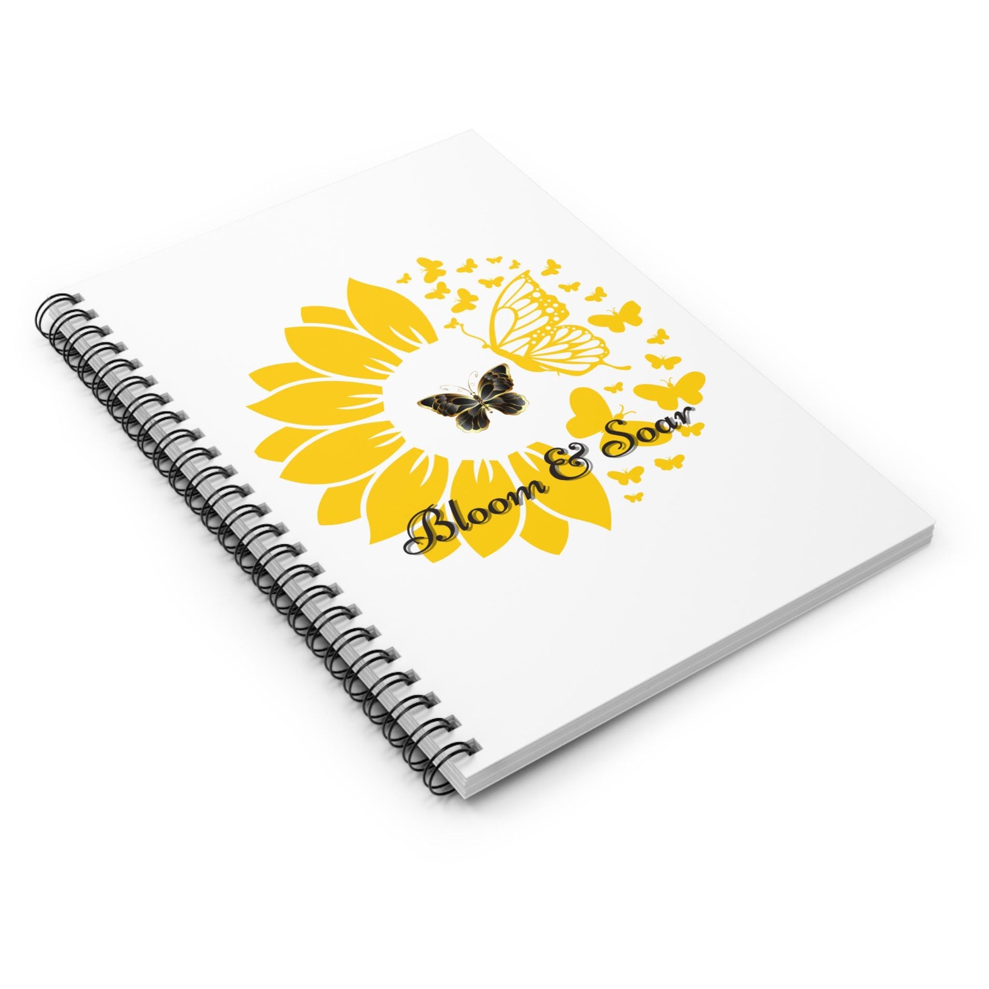 Bloom & Soar Spiral Notebook - Inspirational Journal, Butterfly Design, Gift for Students, Nature Lovers, Writing Supplies