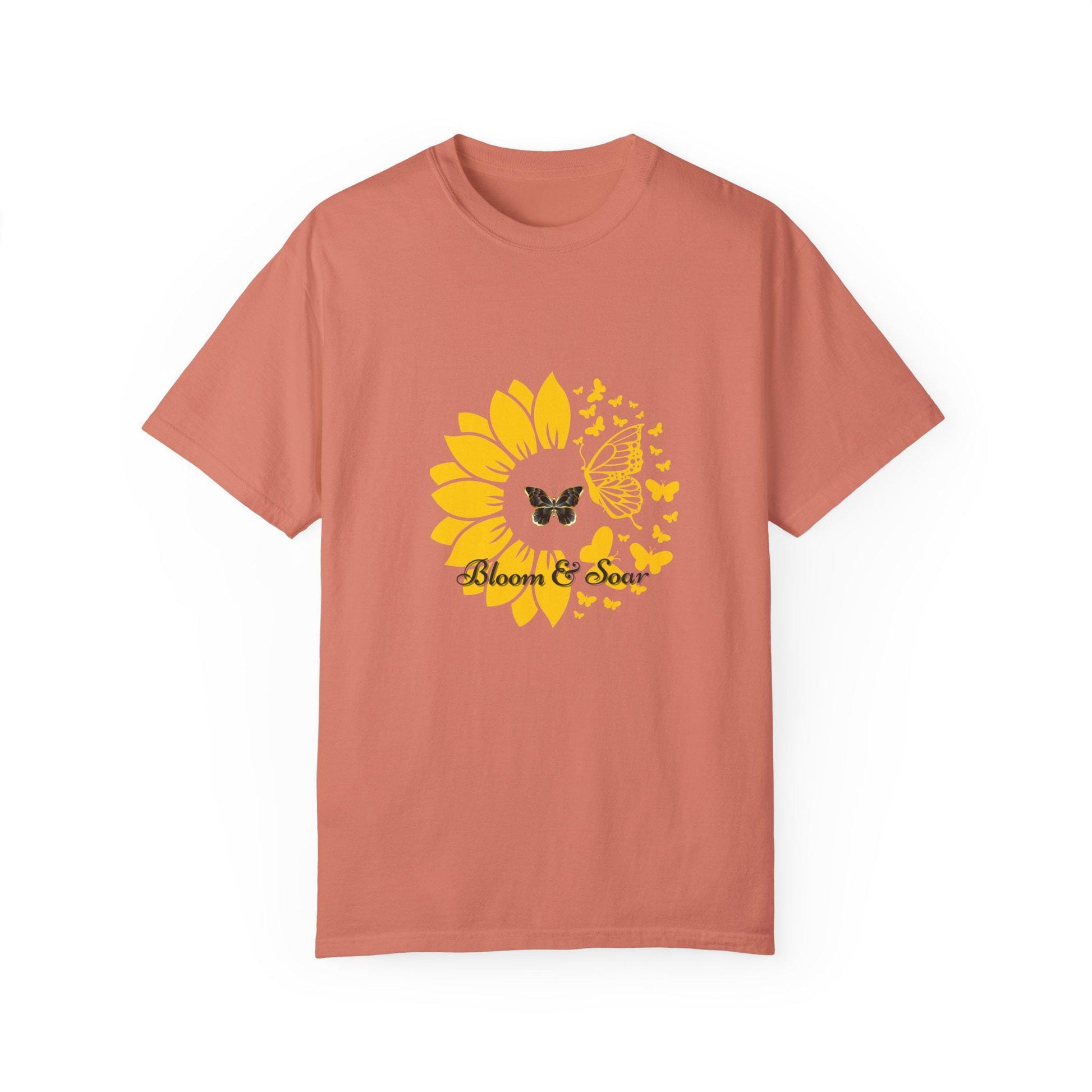 Bloom & Soar T-Shirt, Unisex Butterfly Graphic Tee, Floral Summer Shirt, Gift for Nature Lovers, Positive Vibes Fashion