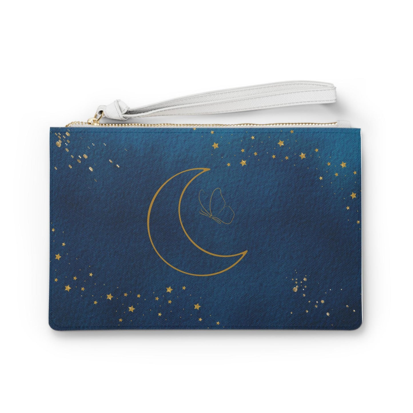 Celestial Clutch Bag, Moon and Stars Design, Boho Cosmetic Pouch, Night Sky Evening Purse, Gift for Her, Stylish Accessories