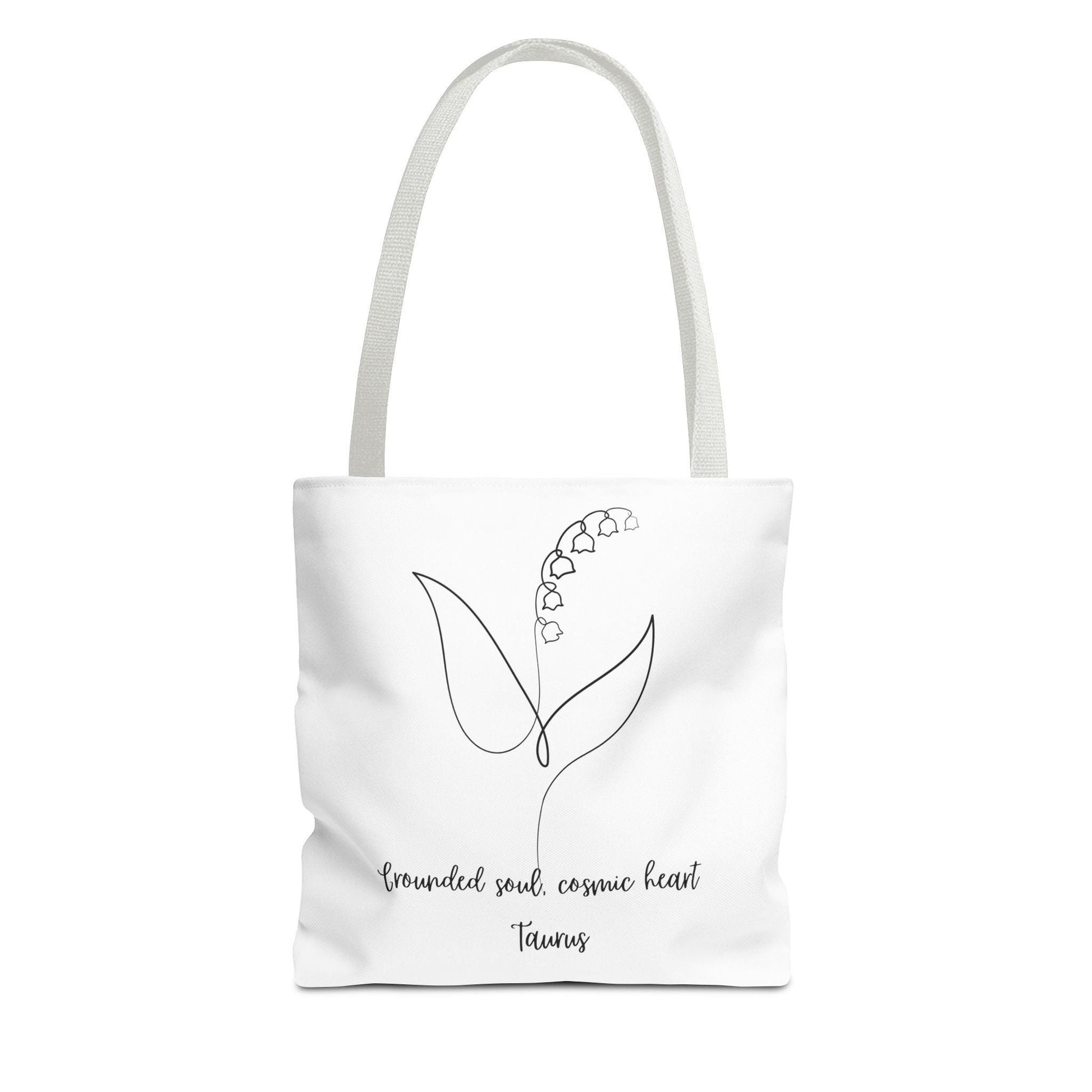 Tote Bag, Floral Zodiac Taurus Tote, Astrology Gift, Cosmic Heart Tote, Eco-Friendly Shopping Bag, Canvas Tote for Everyday Use