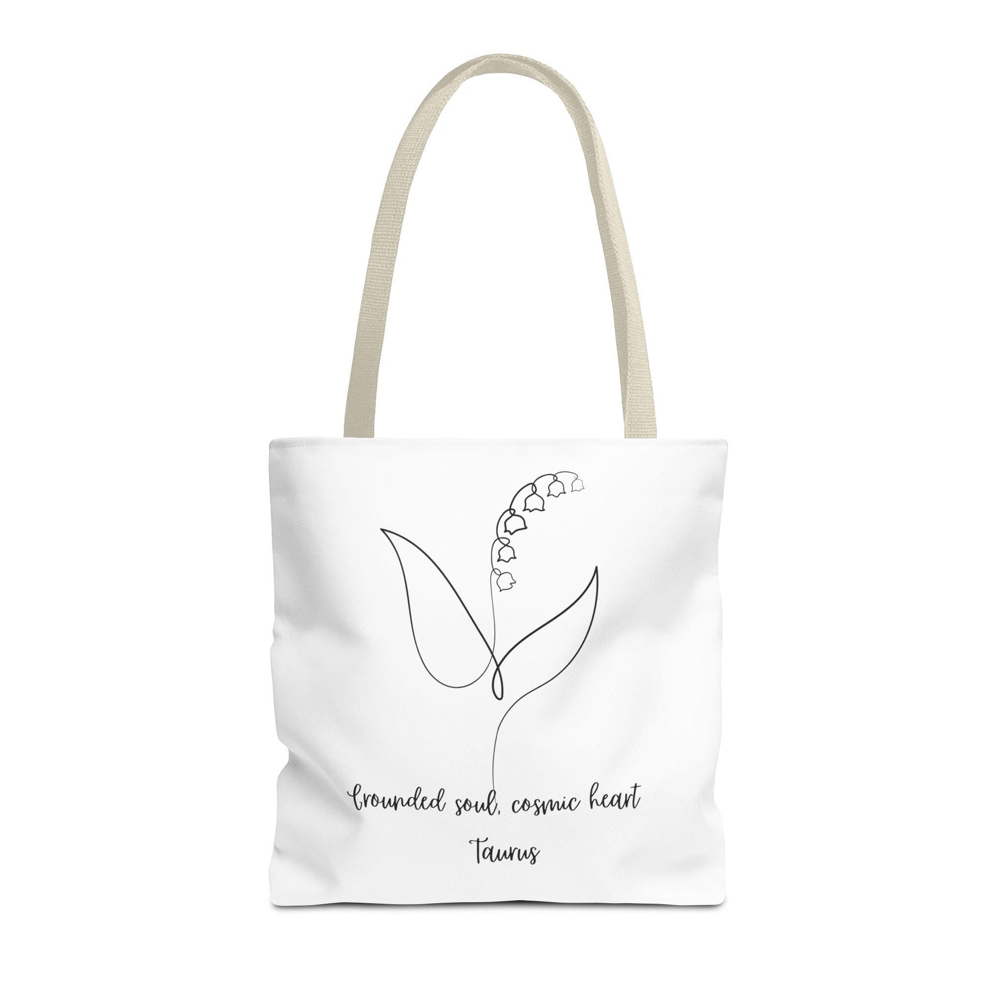Tote Bag, Floral Zodiac Taurus Tote, Astrology Gift, Cosmic Heart Tote, Eco-Friendly Shopping Bag, Canvas Tote for Everyday Use