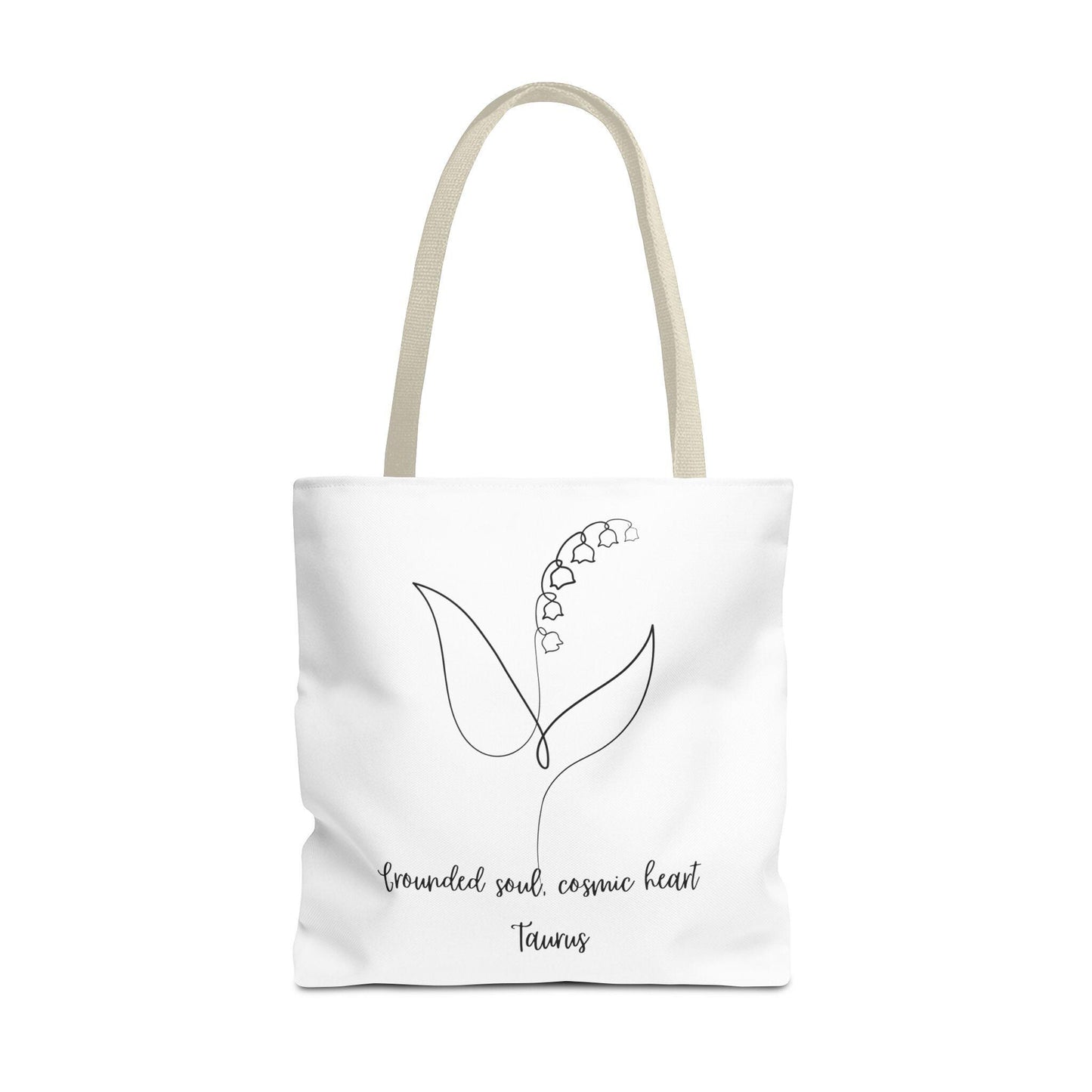 Tote Bag, Floral Zodiac Taurus Tote, Astrology Gift, Cosmic Heart Tote, Eco-Friendly Shopping Bag, Canvas Tote for Everyday Use