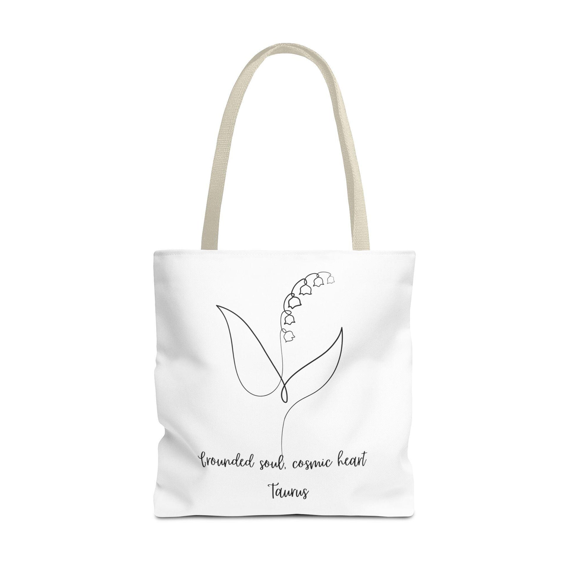 Tote Bag, Floral Zodiac Taurus Tote, Astrology Gift, Cosmic Heart Tote, Eco-Friendly Shopping Bag, Canvas Tote for Everyday Use