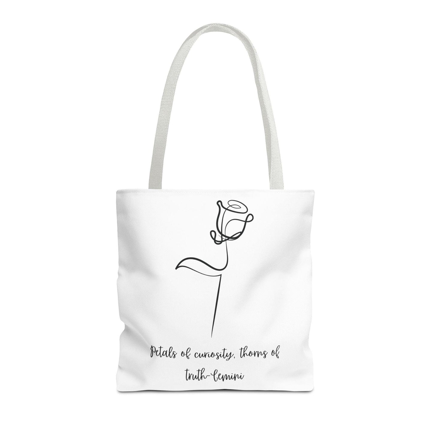 Minimalist Flower Tote Bag, Perfect for Gift, Grocery, Beach Day, Eco-Friendly, Petals of Curiosity, Thorns of Truth