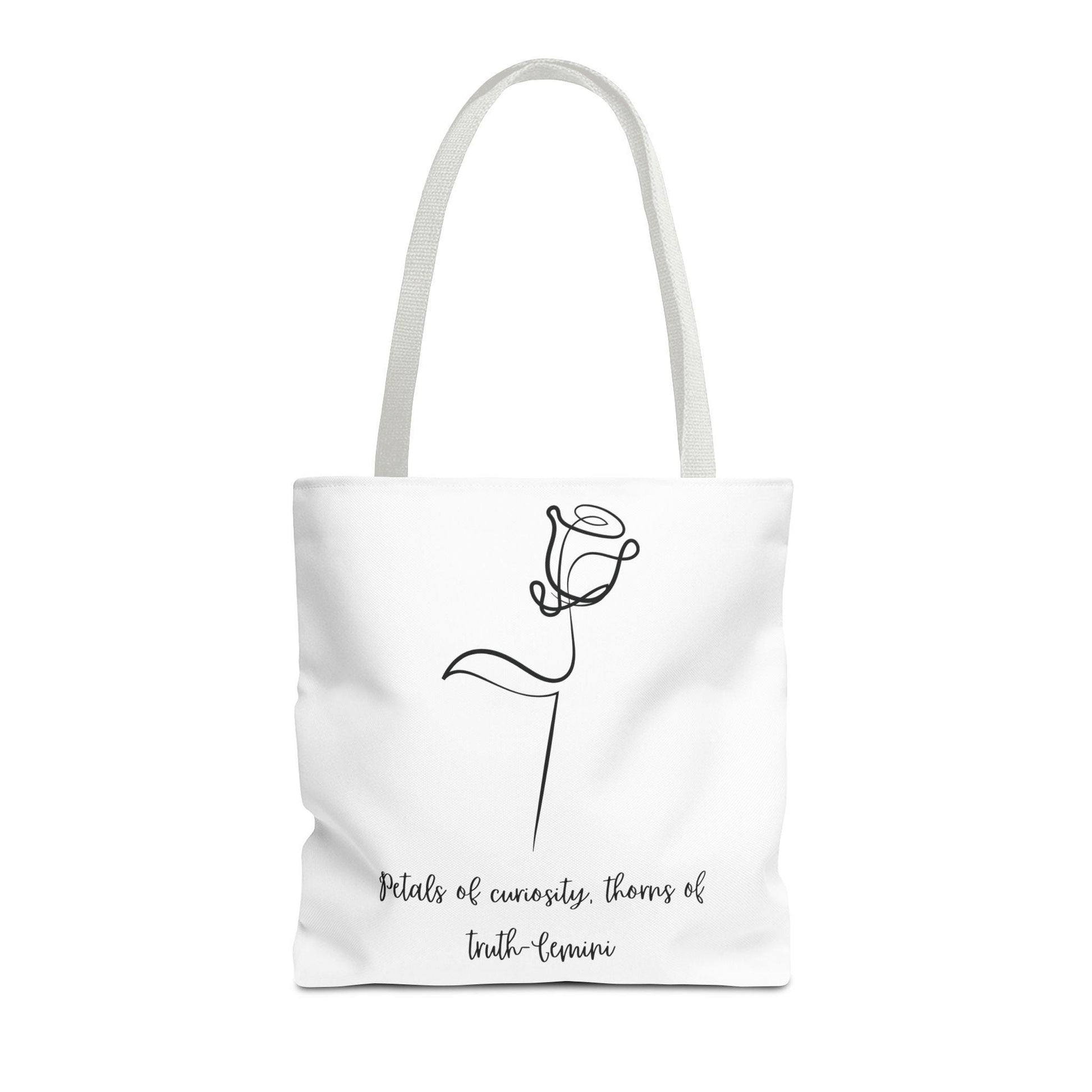 Minimalist Flower Tote Bag, Perfect for Gift, Grocery, Beach Day, Eco-Friendly, Petals of Curiosity, Thorns of Truth
