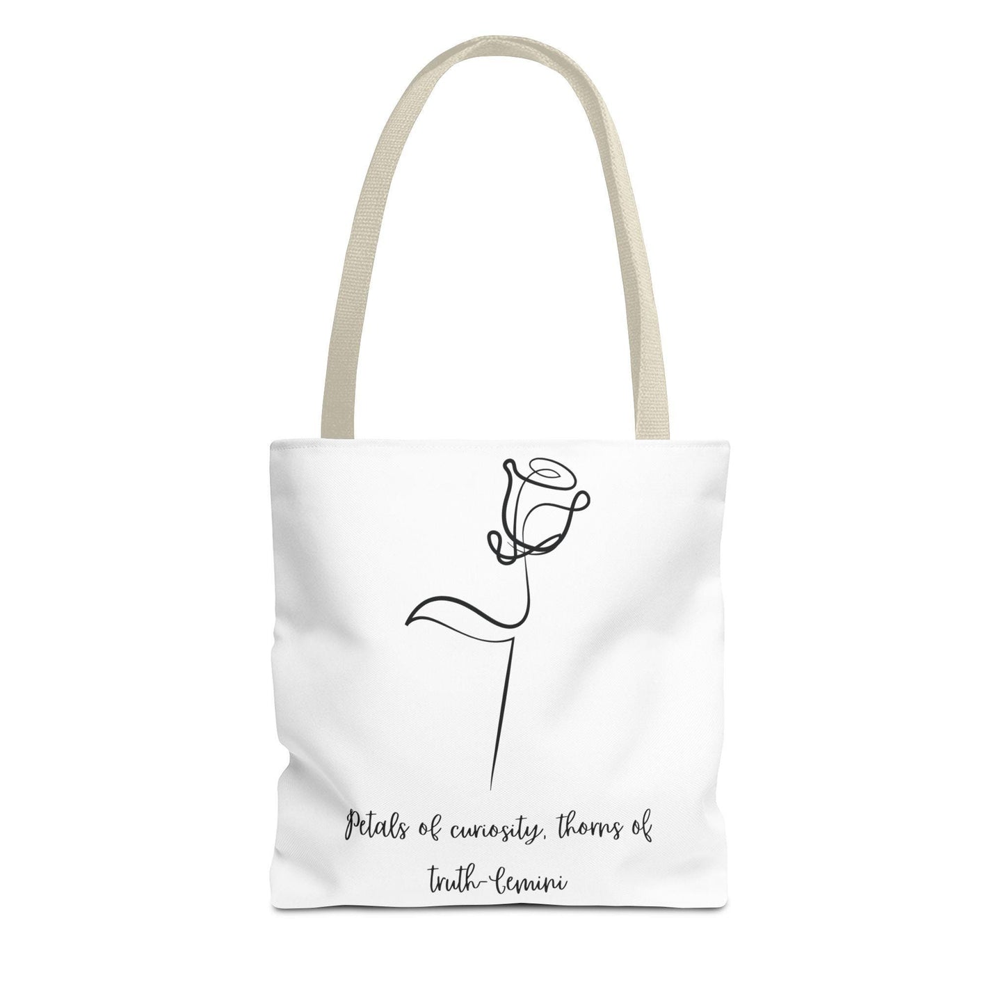Minimalist Flower Tote Bag, Perfect for Gift, Grocery, Beach Day, Eco-Friendly, Petals of Curiosity, Thorns of Truth