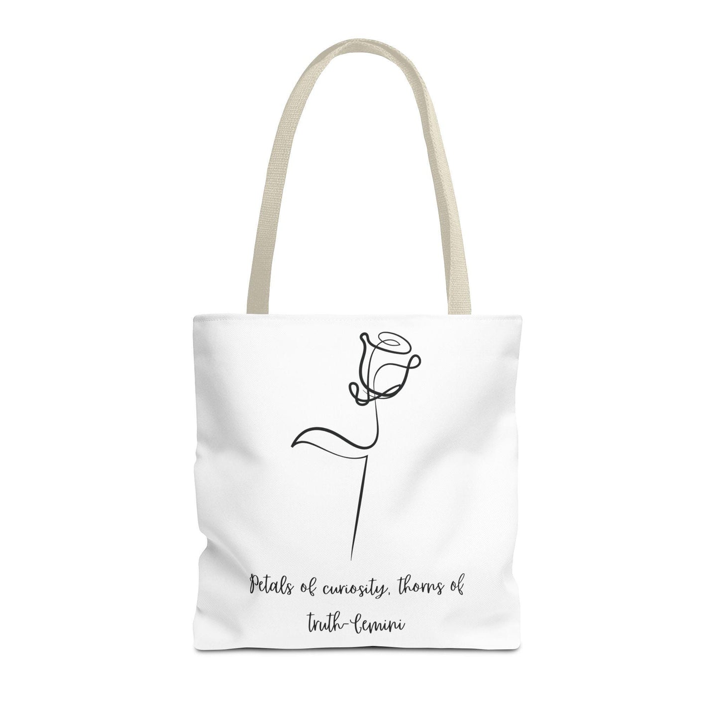 Minimalist Flower Tote Bag, Perfect for Gift, Grocery, Beach Day, Eco-Friendly, Petals of Curiosity, Thorns of Truth