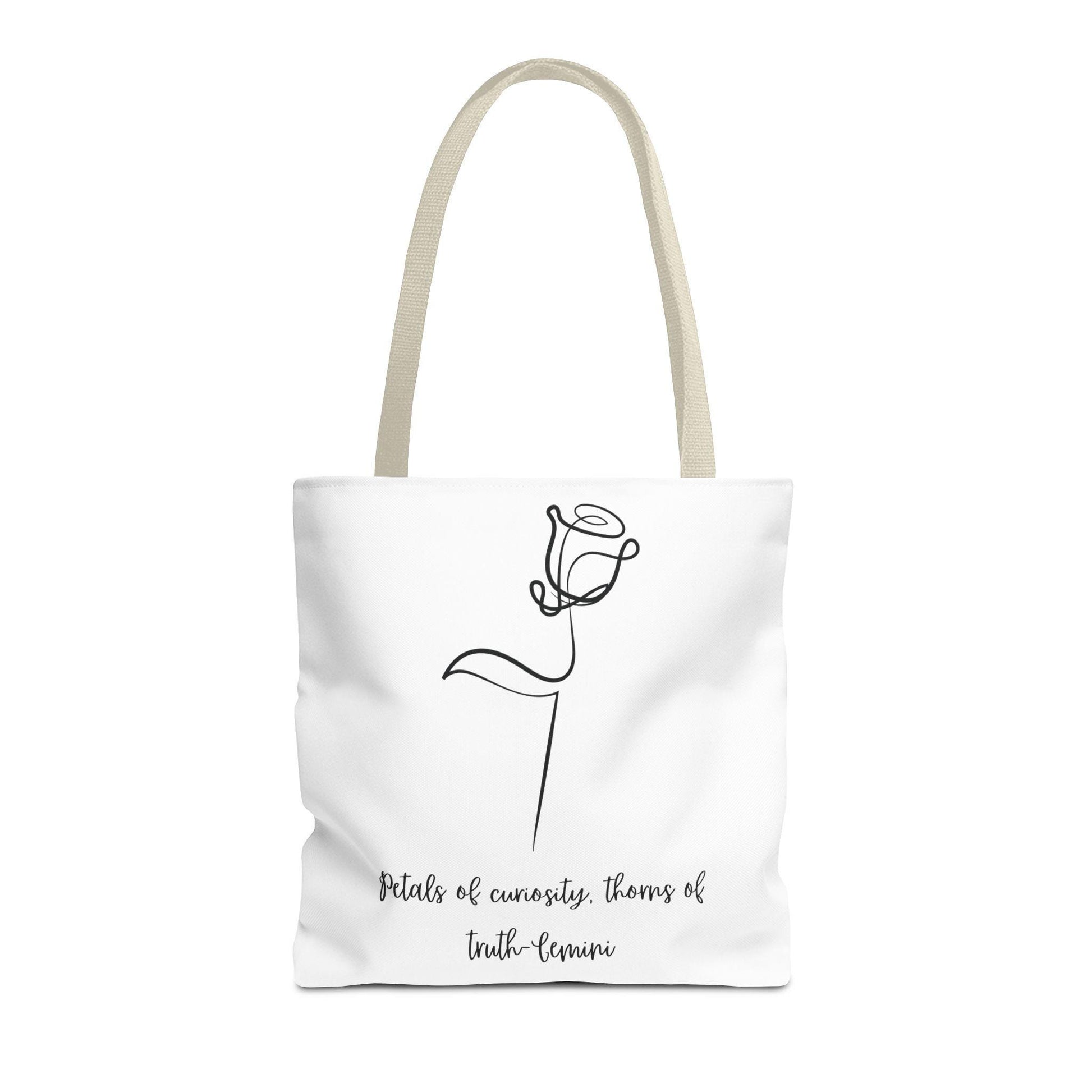 Minimalist Flower Tote Bag, Perfect for Gift, Grocery, Beach Day, Eco-Friendly, Petals of Curiosity, Thorns of Truth