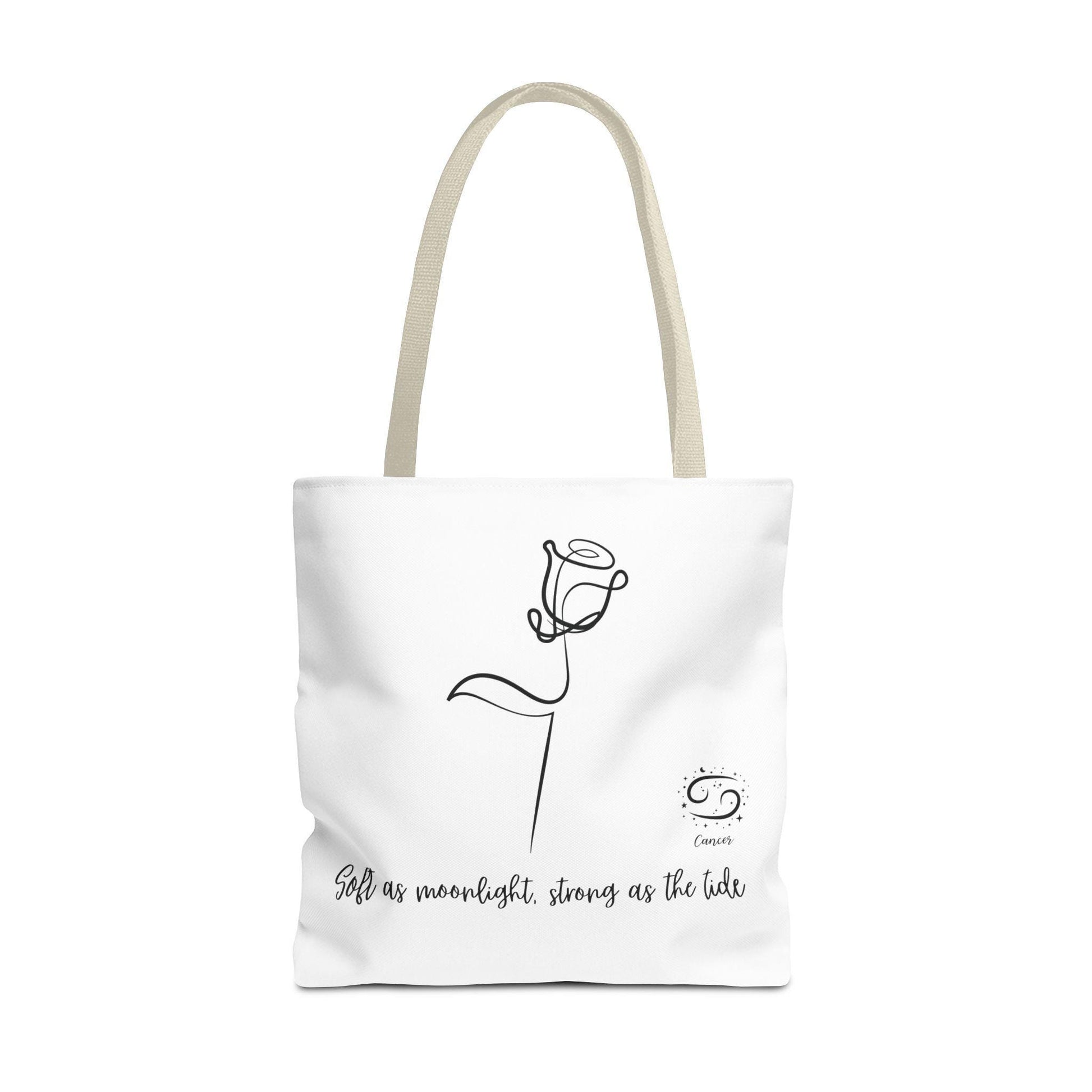 Inspirational Tote Bag - "Bold as Moonlight, Strong as the Tide" - Motivational Gift, Flower Design, Reusable Shopping Bag, Everyday Use,