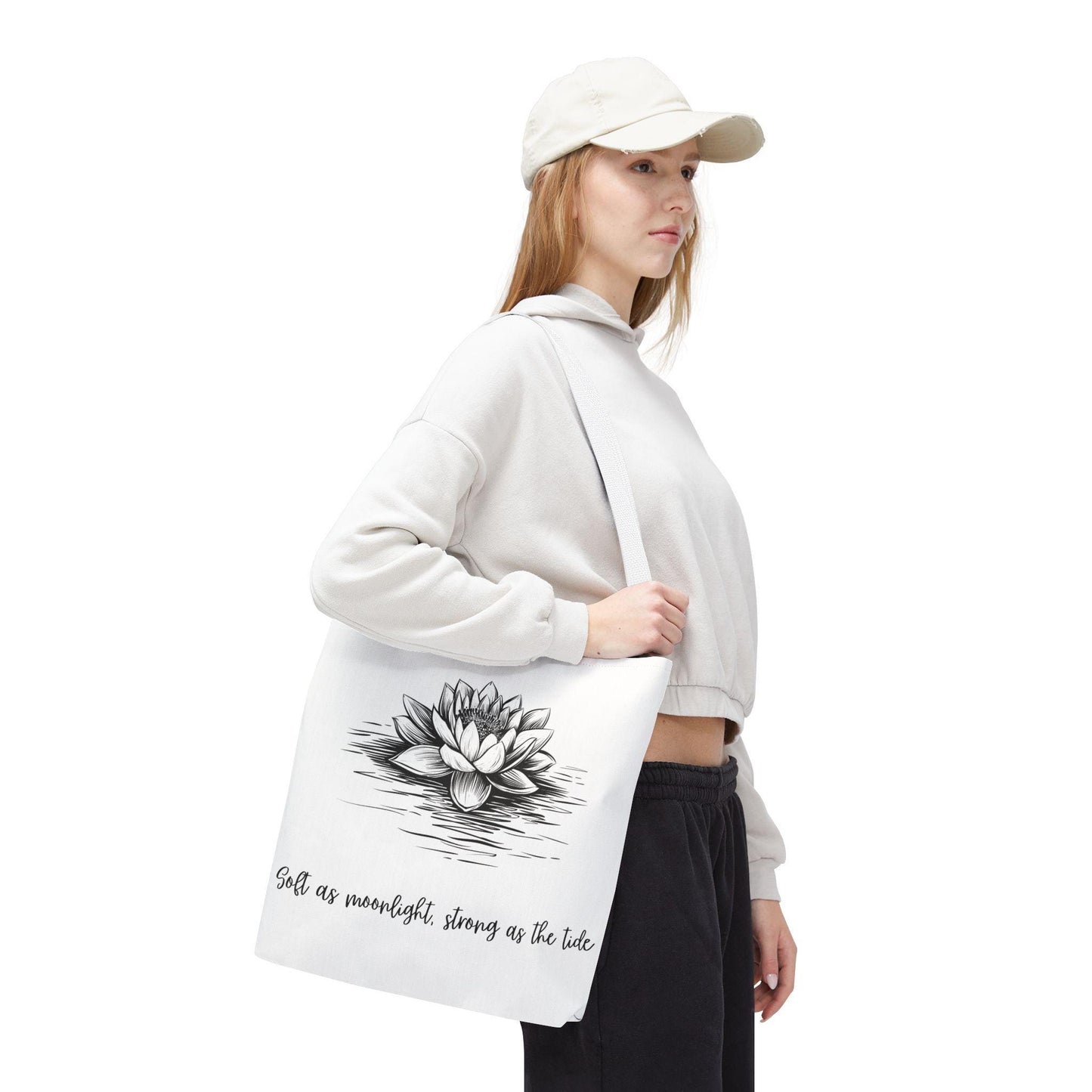 Lotus Inspiring Tote Bag - Eco-Friendly, Motivational Gift, Beach Essentials, Reusable Grocery Bag, Yoga & Meditation