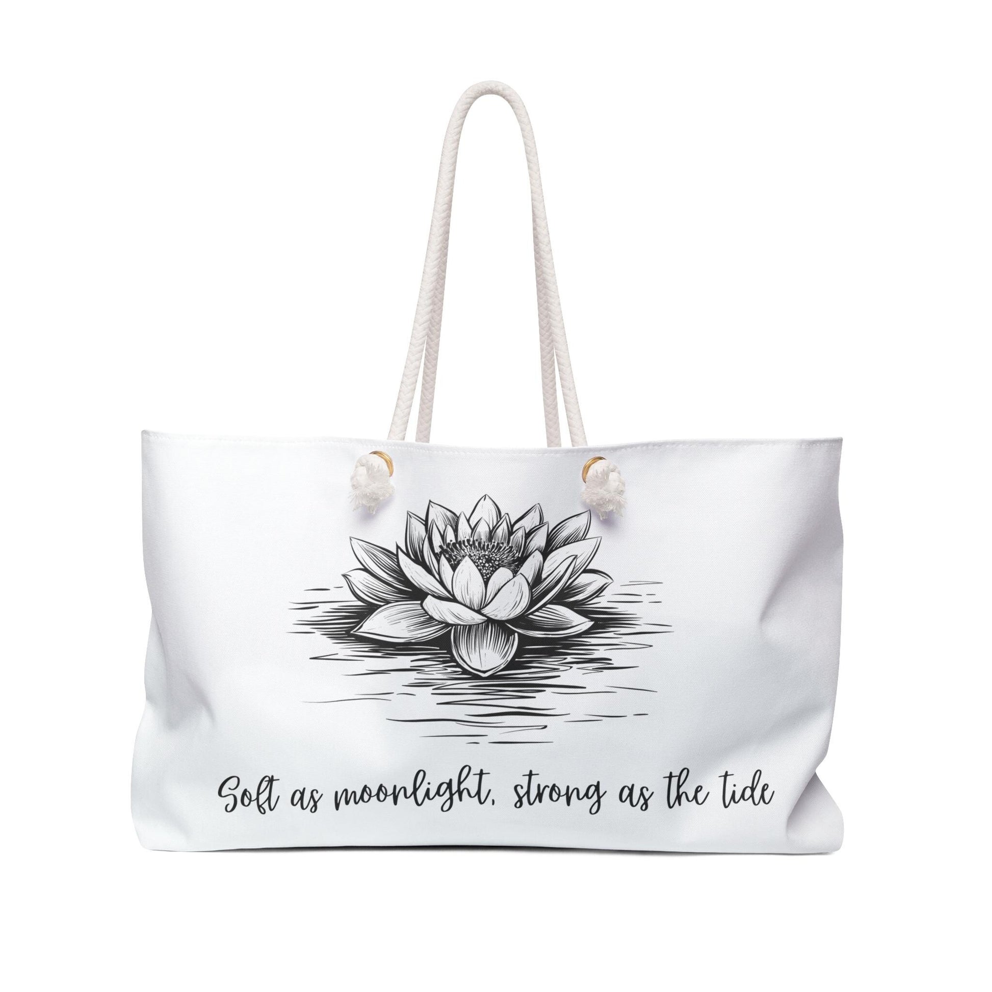 Waterlily Tote Bag, Floral Weekend Travel Bag, Large Carryall Purse, Beach Tote Handbag, Reusable Shopping Bag, Overnight Bag for Women