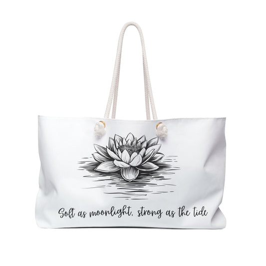 Waterlily Tote Bag, Floral Weekend Travel Bag, Large Carryall Purse, Beach Tote Handbag, Reusable Shopping Bag, Overnight Bag for Women