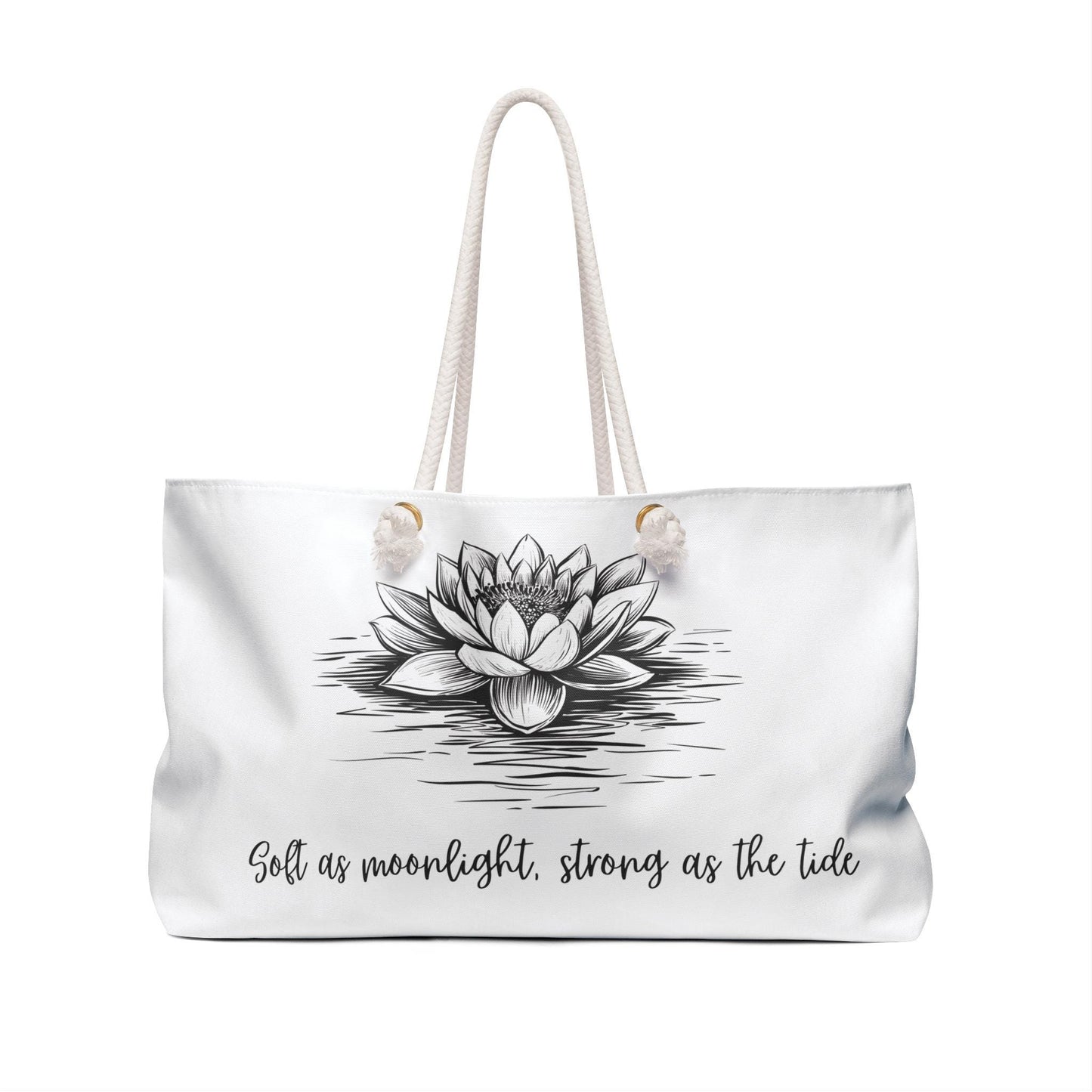Waterlily Tote Bag, Floral Weekend Travel Bag, Large Carryall Purse, Beach Tote Handbag, Reusable Shopping Bag, Overnight Bag for Women