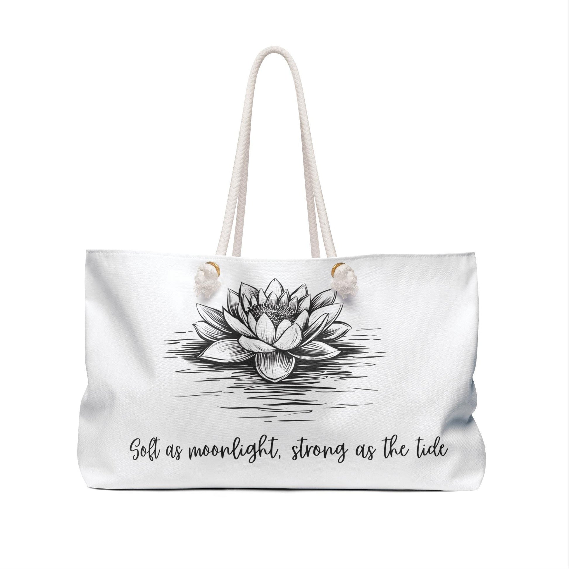 Waterlily Tote Bag, Floral Weekend Travel Bag, Large Carryall Purse, Beach Tote Handbag, Reusable Shopping Bag, Overnight Bag for Women