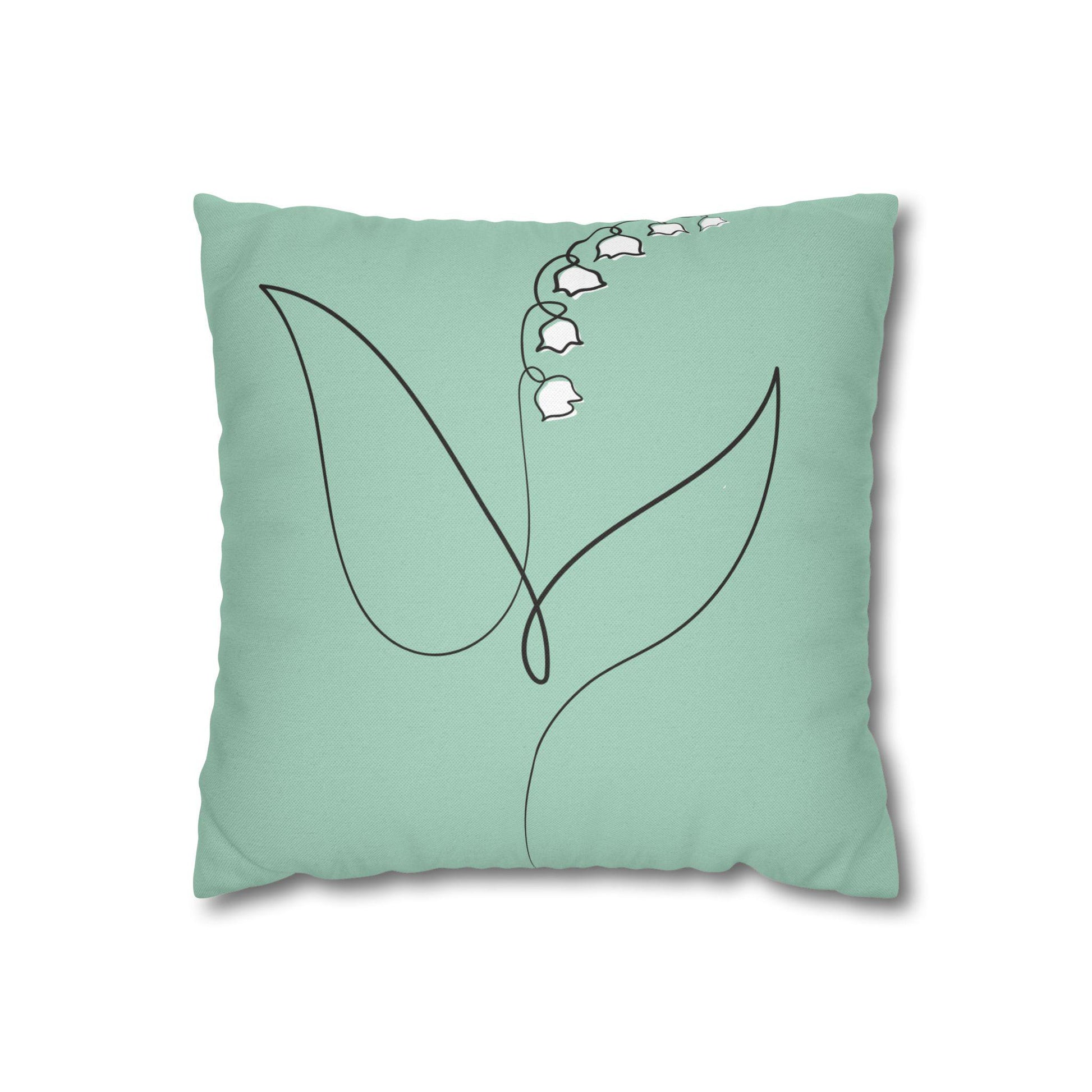 Mint Green Pillowcase, Lily of the Valley Home Decor, Botanical Throw Pillow, Floral Accent Cushion Cover, Bedroom Decoration, Soft