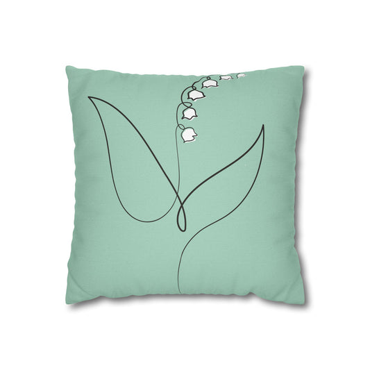 Mint Green Pillowcase, Lily of the Valley Home Decor, Botanical Throw Pillow, Floral Accent Cushion Cover, Bedroom Decoration, Soft