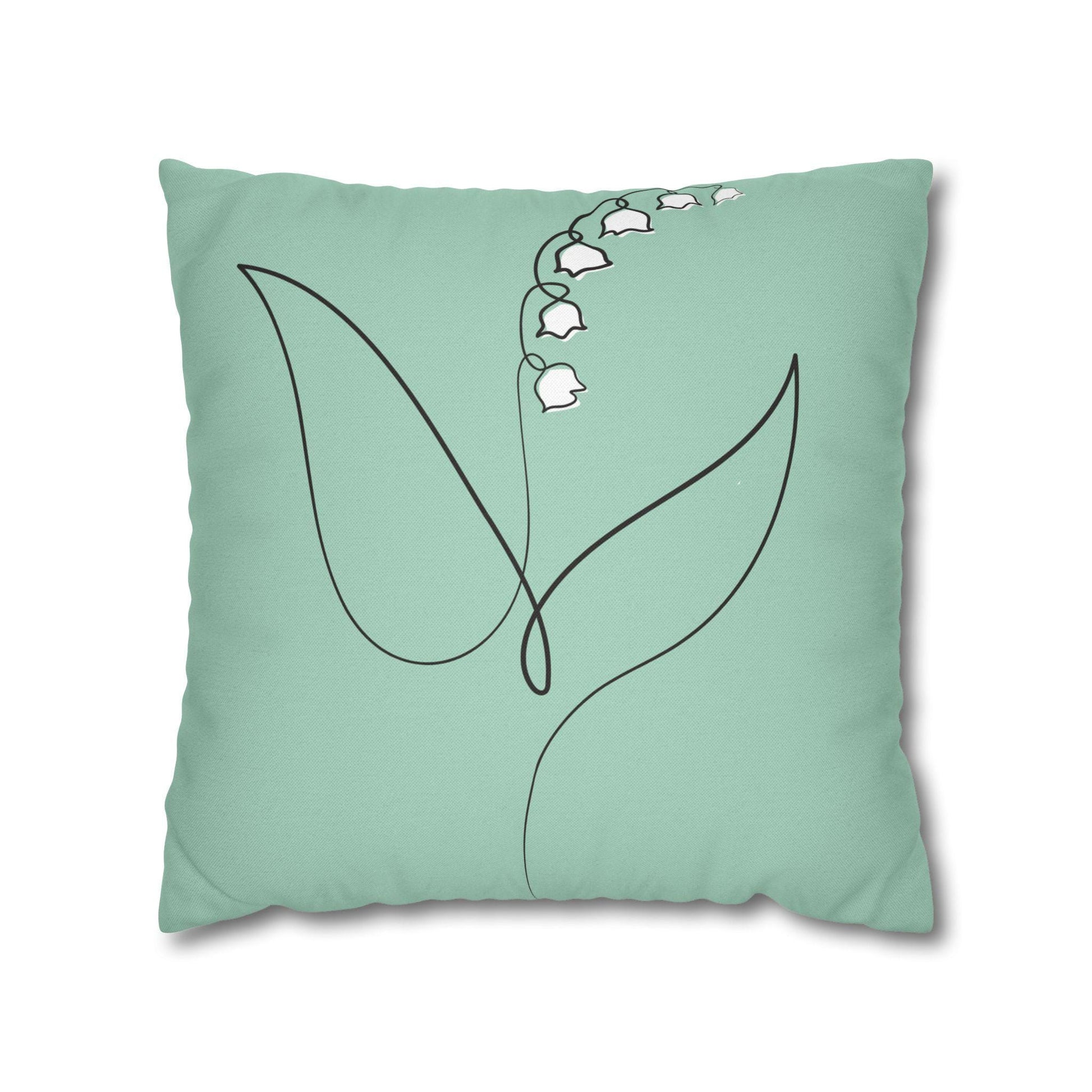 Mint Green Pillowcase, Lily of the Valley Home Decor, Botanical Throw Pillow, Floral Accent Cushion Cover, Bedroom Decoration, Soft