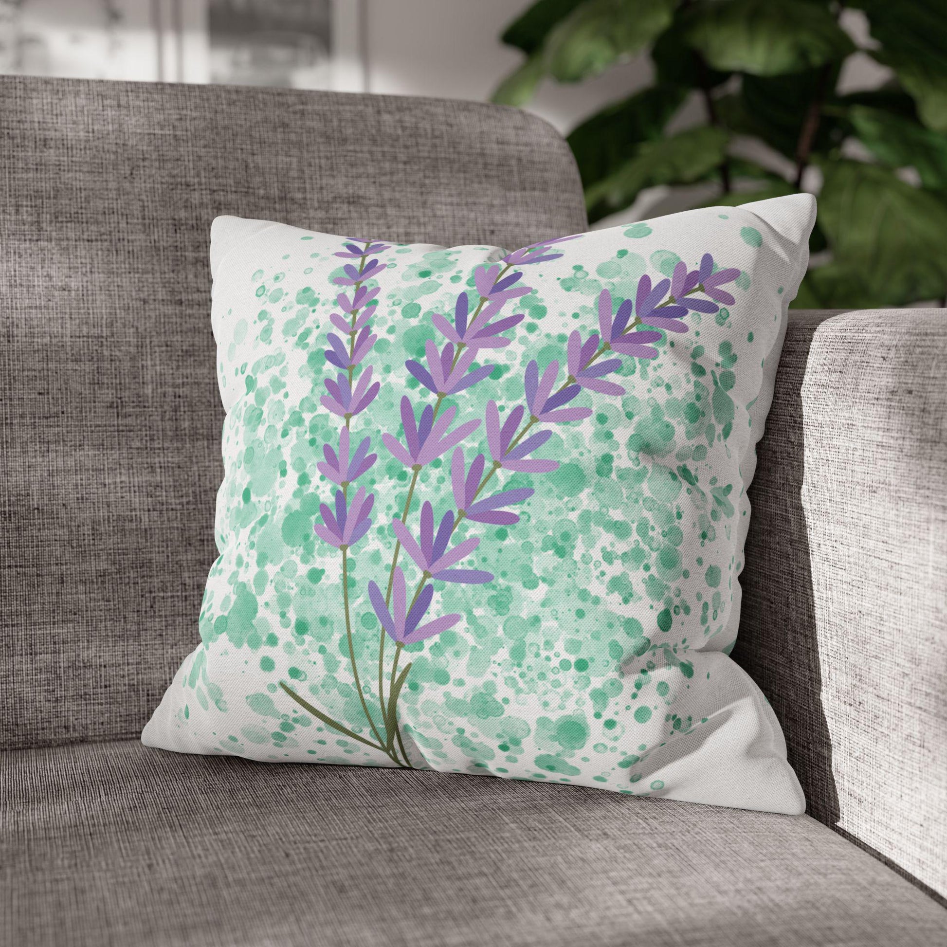 Lavender Floral Throw Pillow, Cozy Home Decor, Gift for Her, Bedroom Accent, Spring Decor, Eco-Friendly Pillowcase
