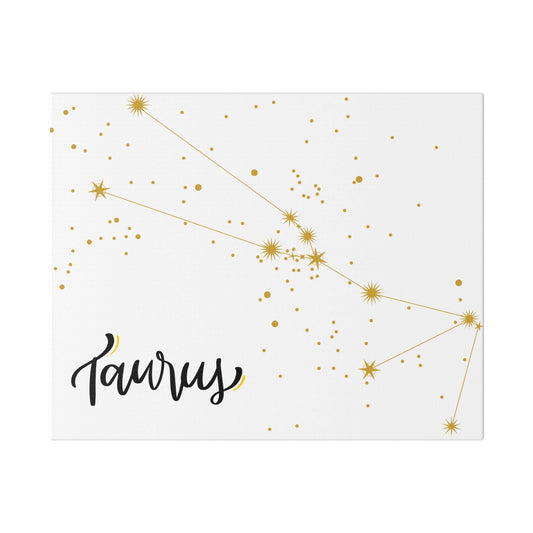 Taurus Star Sign Stretched Canvas Art, Zodiac Wall Decor, Astrology Gift, Constellation Print, Taurus Decor, Personalized Gift