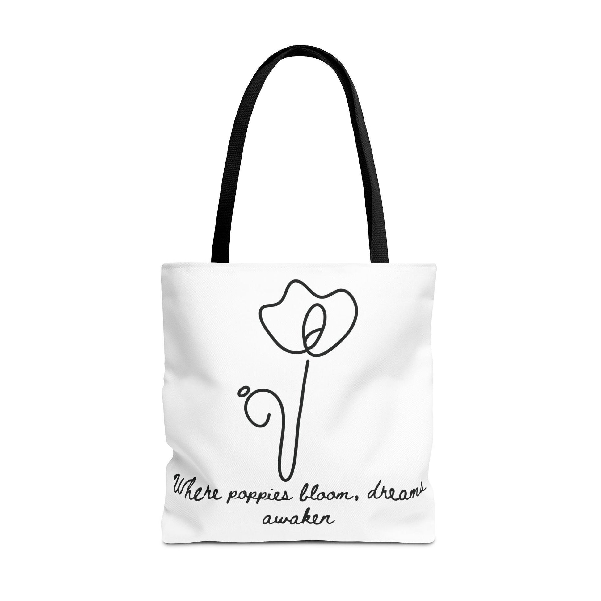 Poppy Flower Tote Bag, Floral Tote, Inspirational Quote Bag, August Birth Flower, Eco-Friendly Grocery Bag, Reusable Shopping Tote