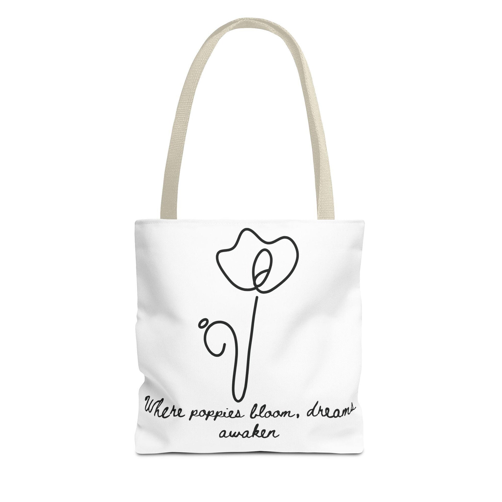 Poppy Flower Tote Bag, Floral Tote, Inspirational Quote Bag, August Birth Flower, Eco-Friendly Grocery Bag, Reusable Shopping Tote