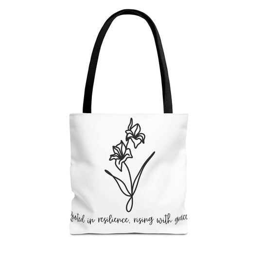 Gladiolus Agust Flower Tote Bag - Floral Quote Shopping Bag, Nature Lover Gift, Botanical Tote, Plant Lady Accessory, Farmhouse Style Purse