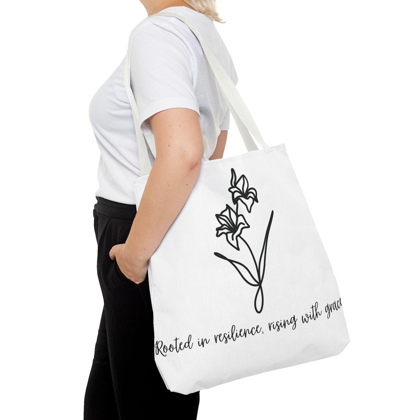Gladiolus Agust Flower Tote Bag - Floral Quote Shopping Bag, Nature Lover Gift, Botanical Tote, Plant Lady Accessory, Farmhouse Style Purse