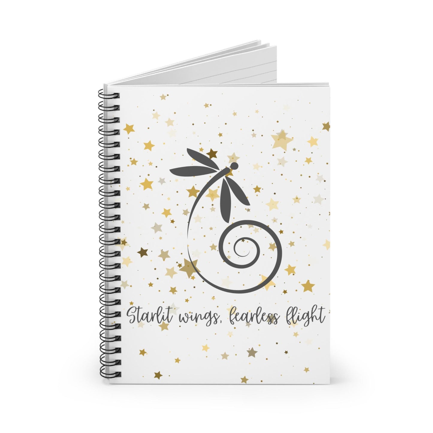 Inspirational Spiral Notebook - 'Starlit Wings, Fearless Flight' - Perfect for Journaling, Note Taking, School & Gratitude, Gift Idea