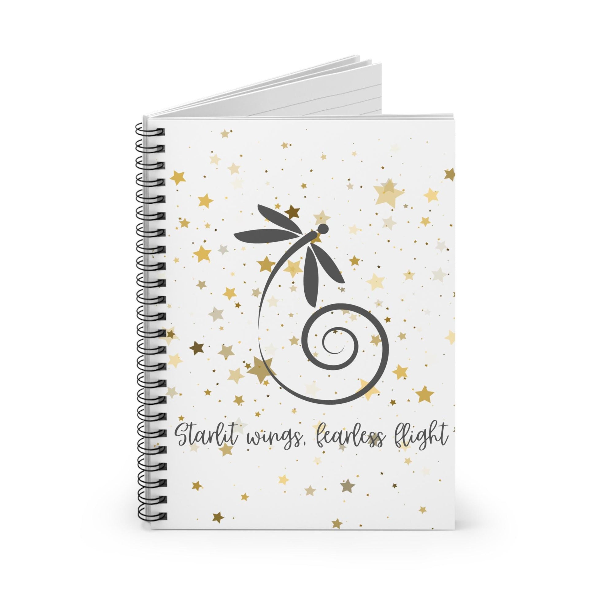 Inspirational Spiral Notebook - 'Starlit Wings, Fearless Flight' - Perfect for Journaling, Note Taking, School & Gratitude, Gift Idea