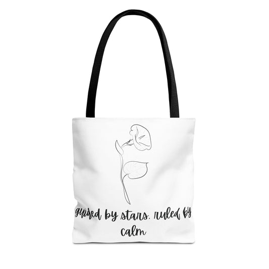 Morning Glory Floral Tote Bag - "Guided by Stars, Ruled by Calm" , Eco-Friendly Gift for Nature Lovers, Inspirational September Birth Flower