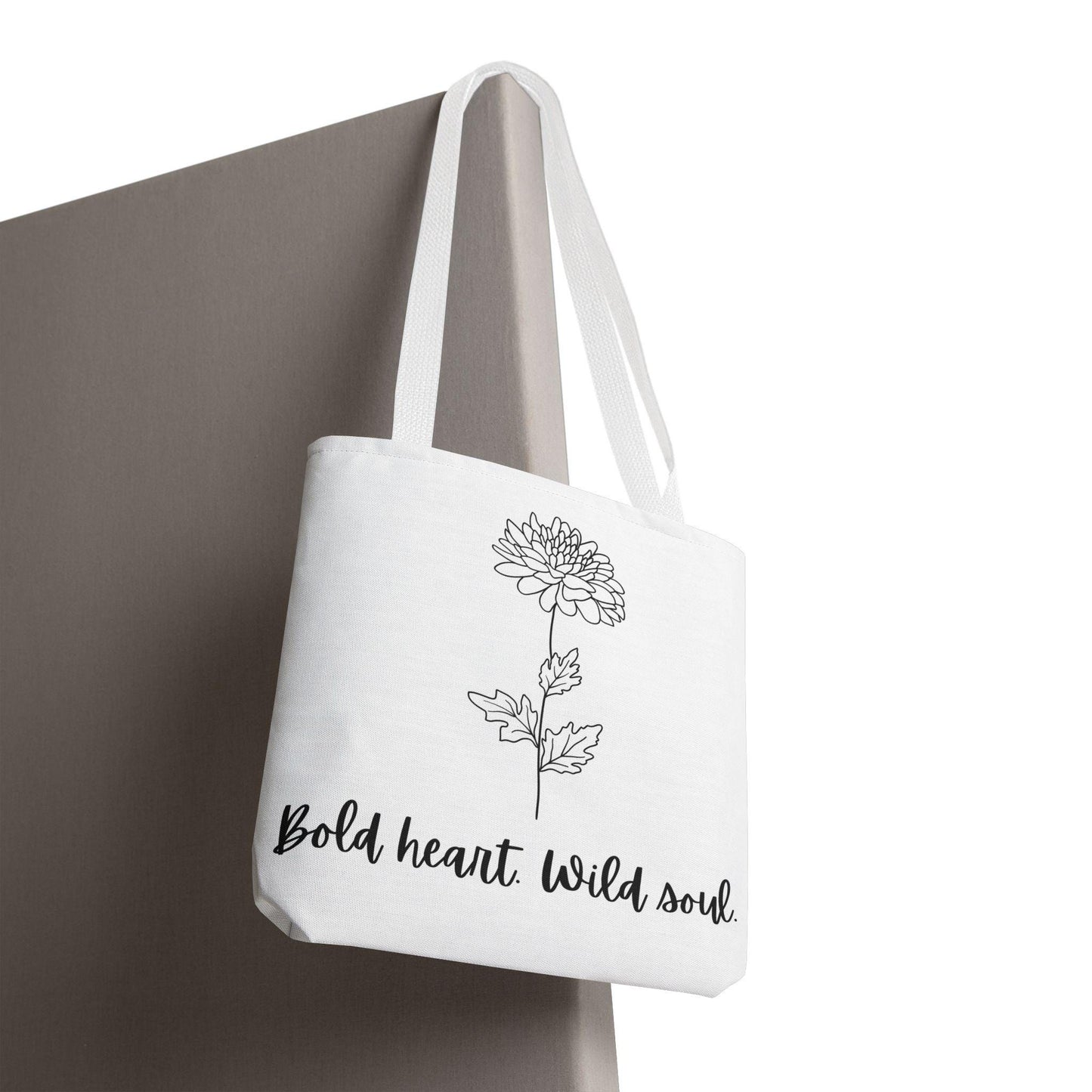 Bold Heart Wild Soul Tote Bag, Floral Tote, Inspirational Shopper, Eco-Friendly Bag, Gift for Her, Everyday Use