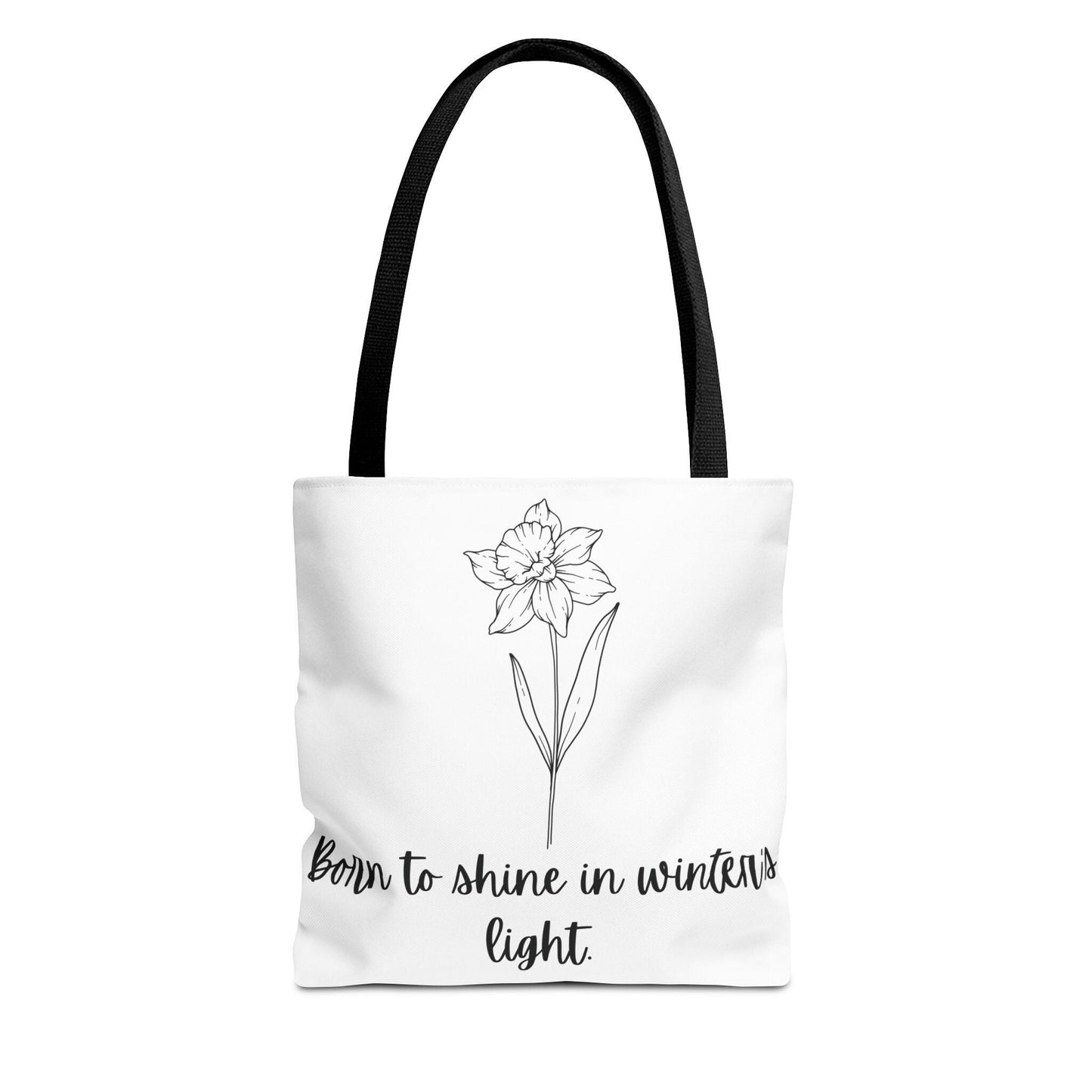 December Floral Tote Bag, Inspirational Eco-Friendly Bag, Gift for Nature Lovers, Narcissus Flower Tote, Everyday Carryall
