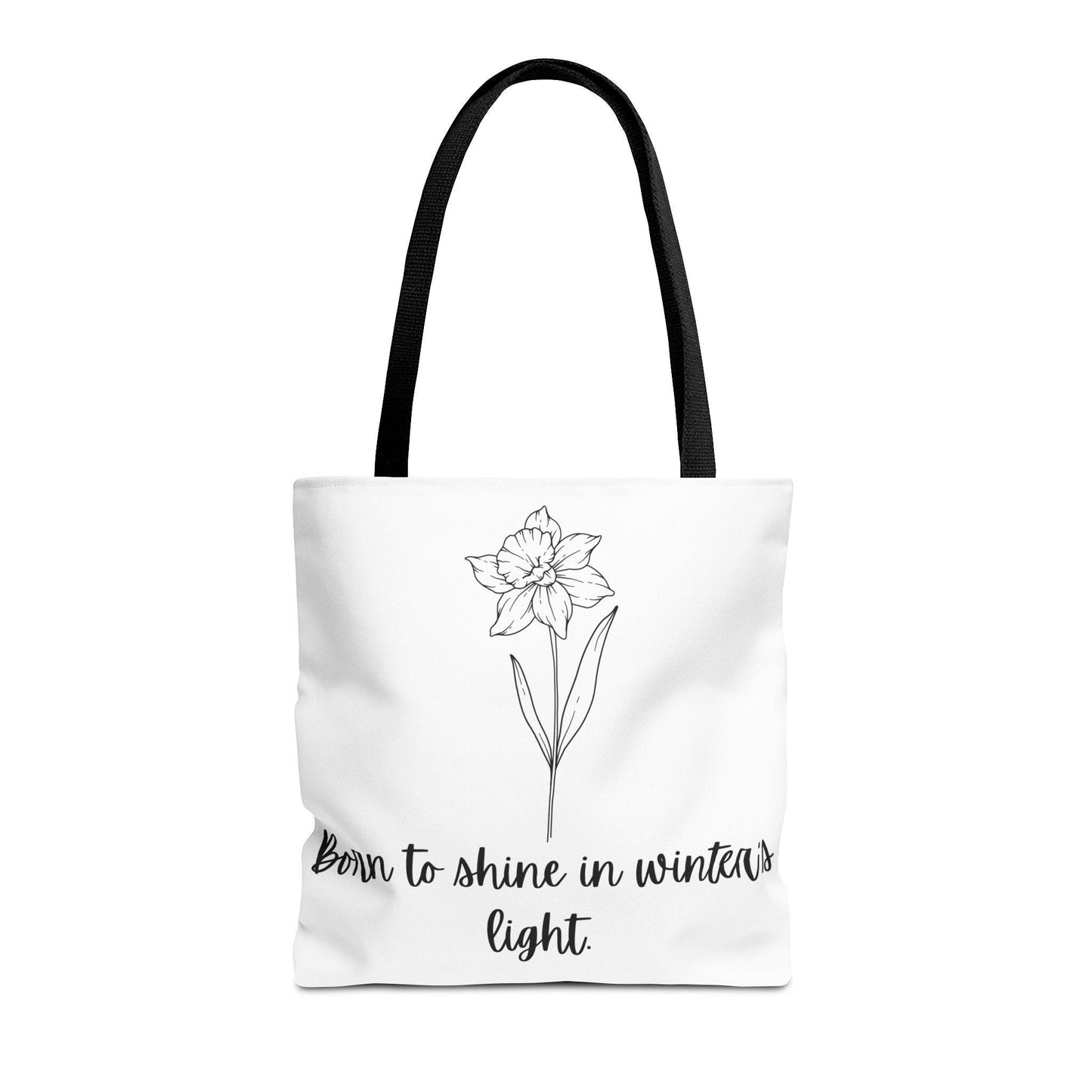 December Floral Tote Bag, Inspirational Eco-Friendly Bag, Gift for Nature Lovers, Narcissus Flower Tote, Everyday Carryall