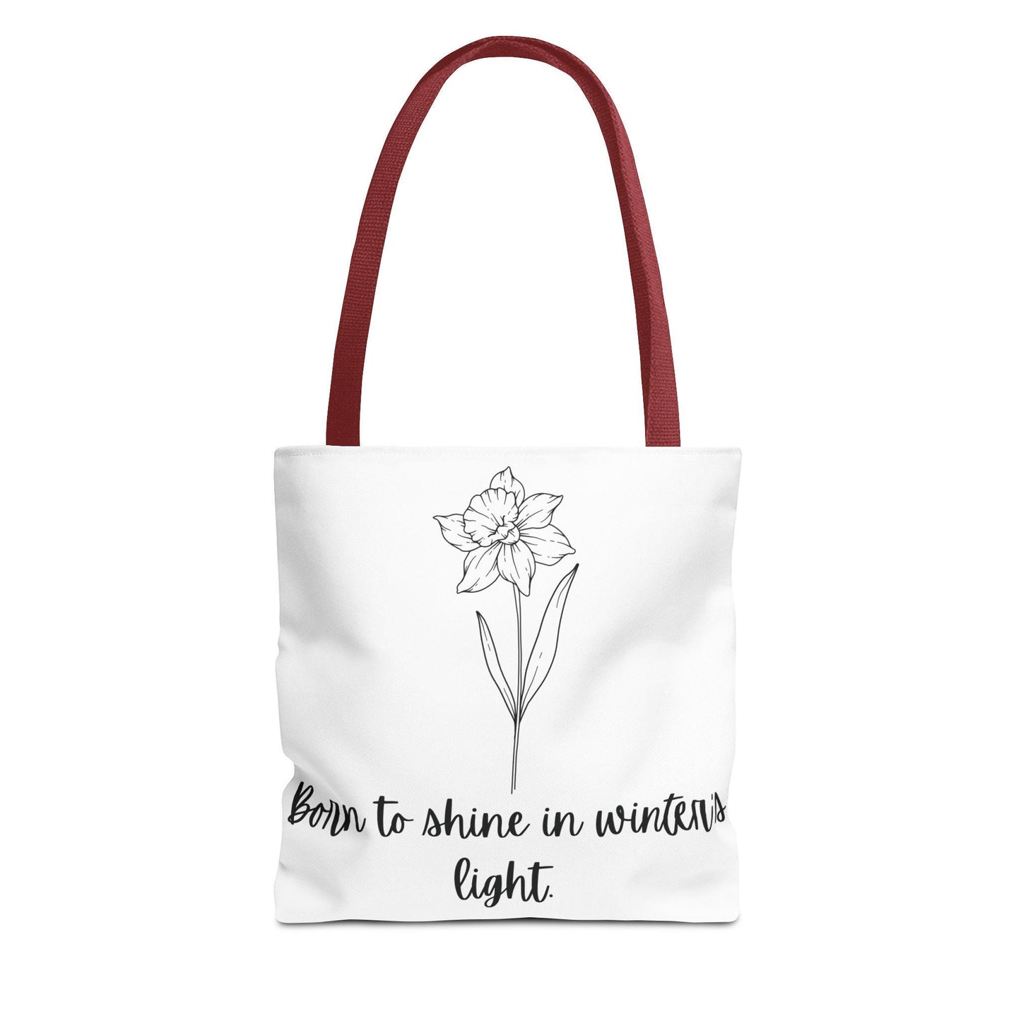 December Floral Tote Bag, Inspirational Eco-Friendly Bag, Gift for Nature Lovers, Narcissus Flower Tote, Everyday Carryall