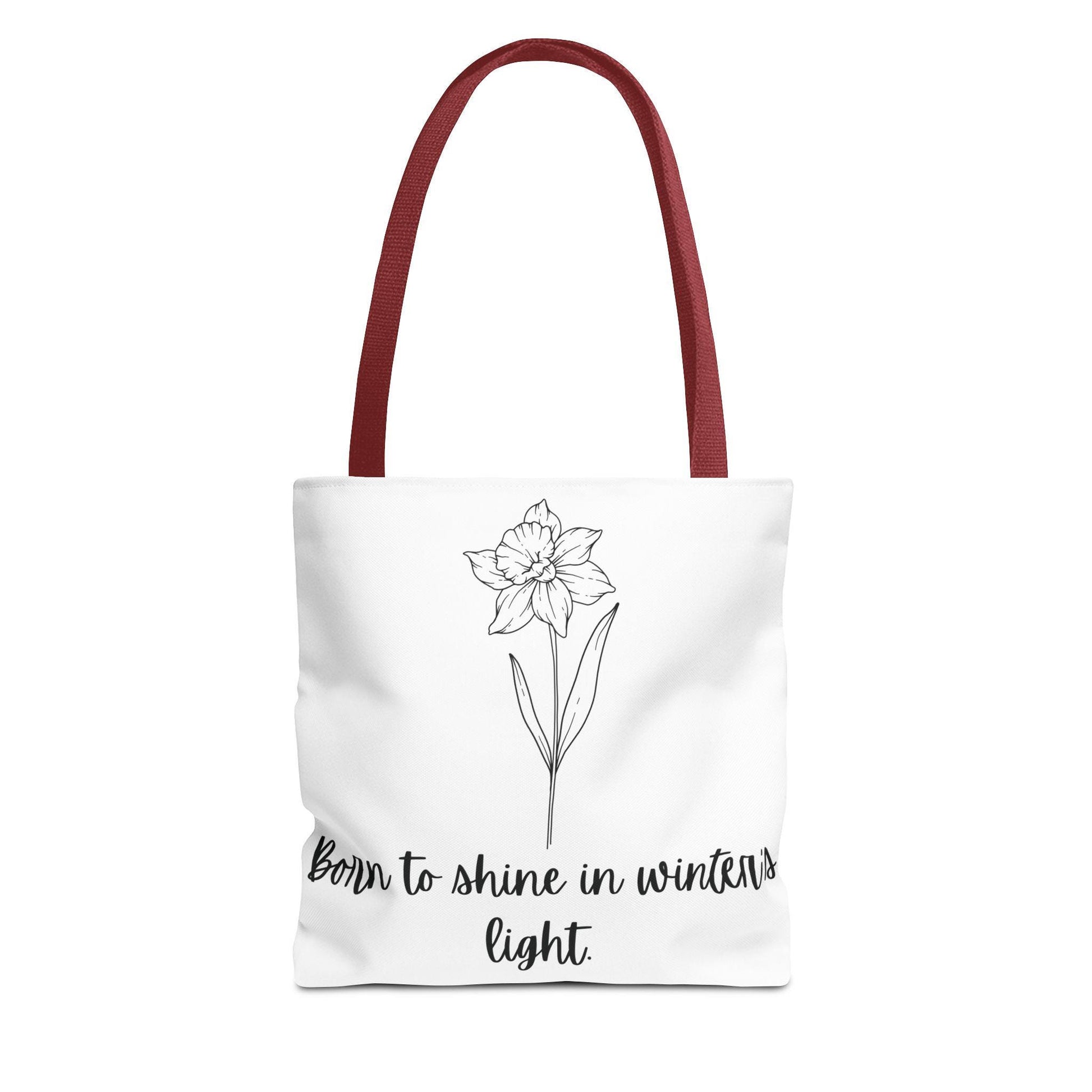 December Floral Tote Bag, Inspirational Eco-Friendly Bag, Gift for Nature Lovers, Narcissus Flower Tote, Everyday Carryall