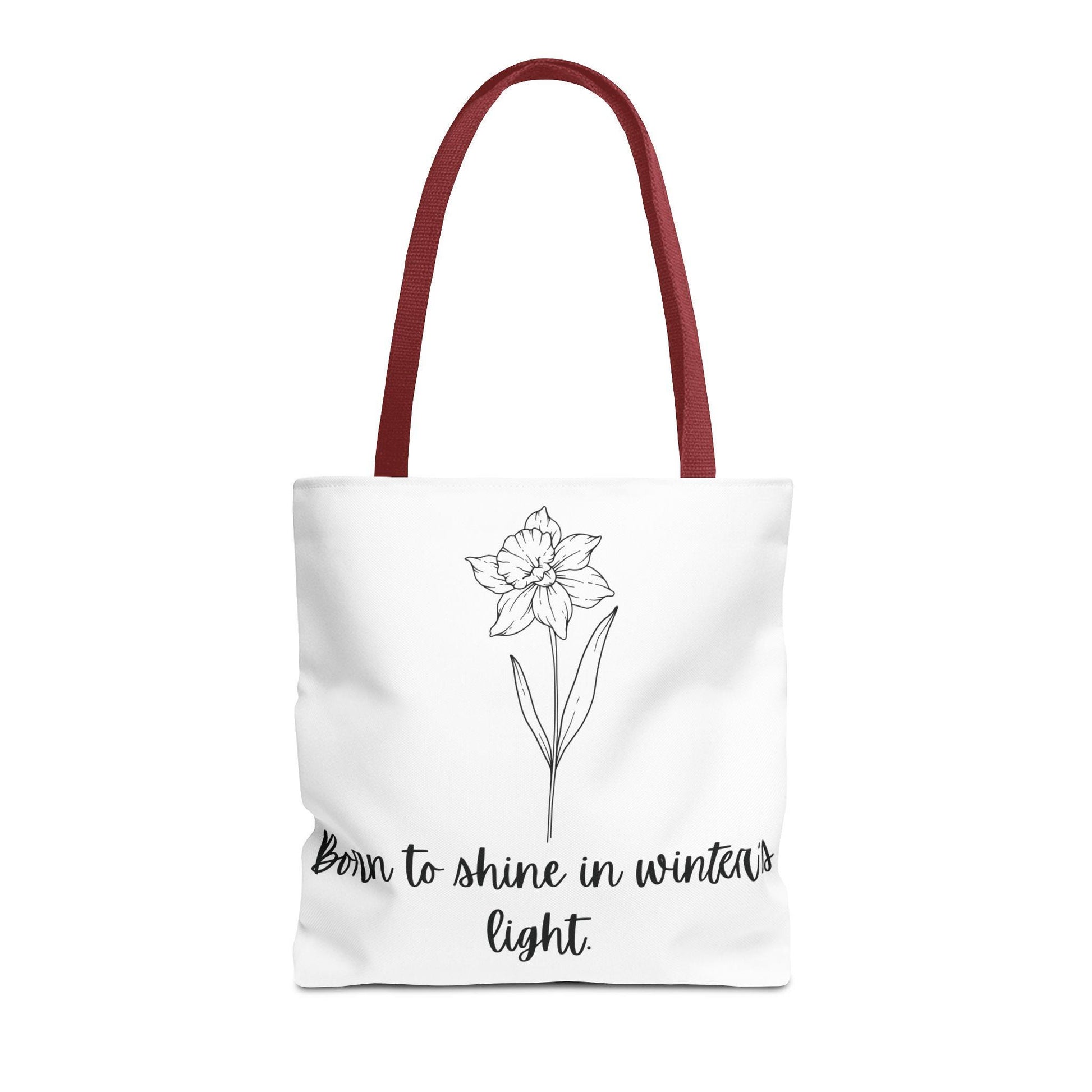 December Floral Tote Bag, Inspirational Eco-Friendly Bag, Gift for Nature Lovers, Narcissus Flower Tote, Everyday Carryall