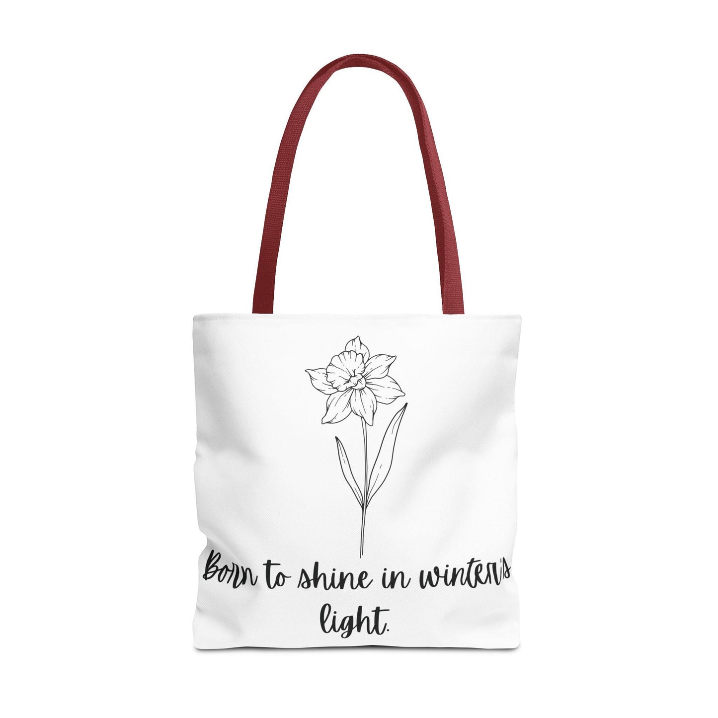 December Floral Tote Bag, Inspirational Eco-Friendly Bag, Gift for Nature Lovers, Narcissus Flower Tote, Everyday Carryall