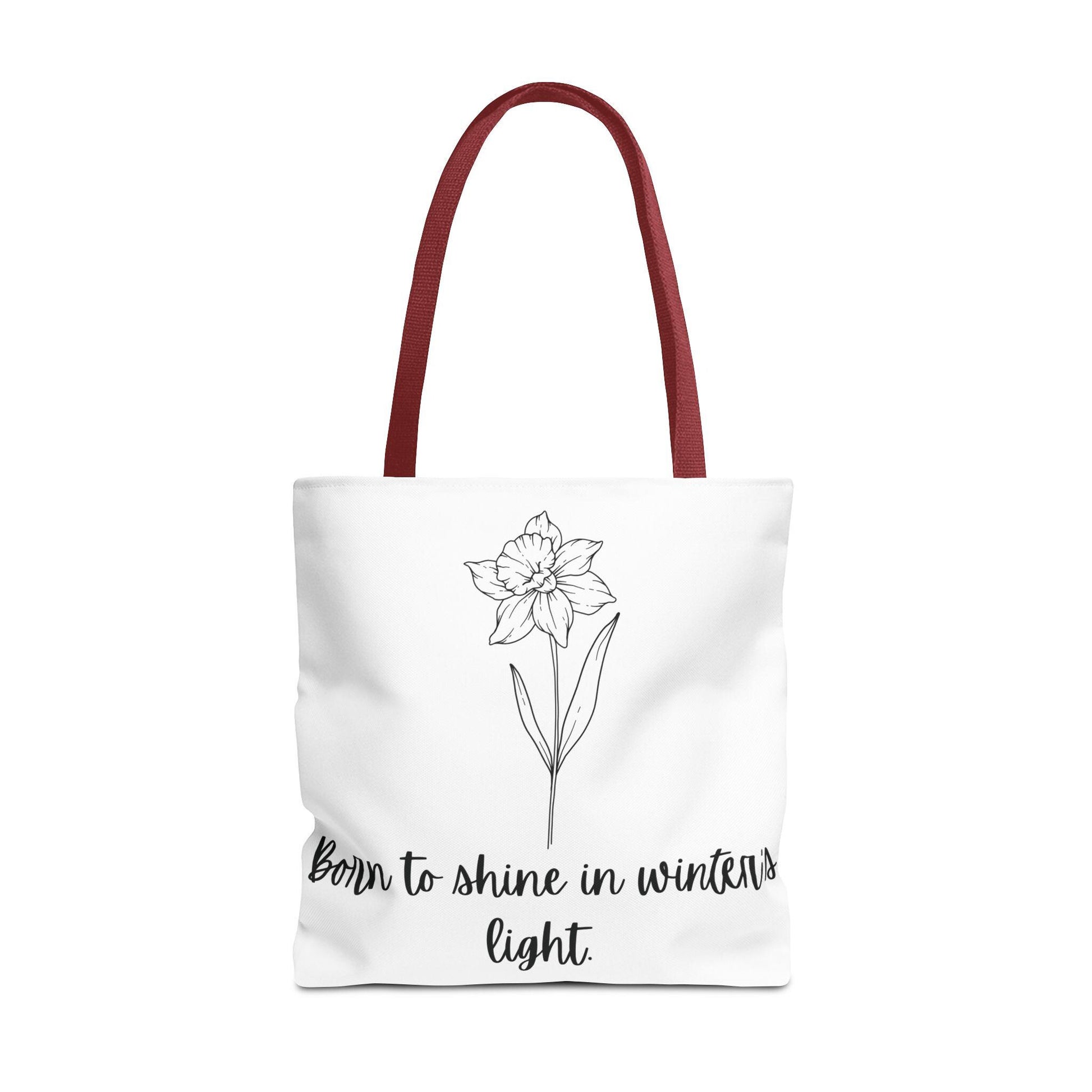 December Floral Tote Bag, Inspirational Eco-Friendly Bag, Gift for Nature Lovers, Narcissus Flower Tote, Everyday Carryall