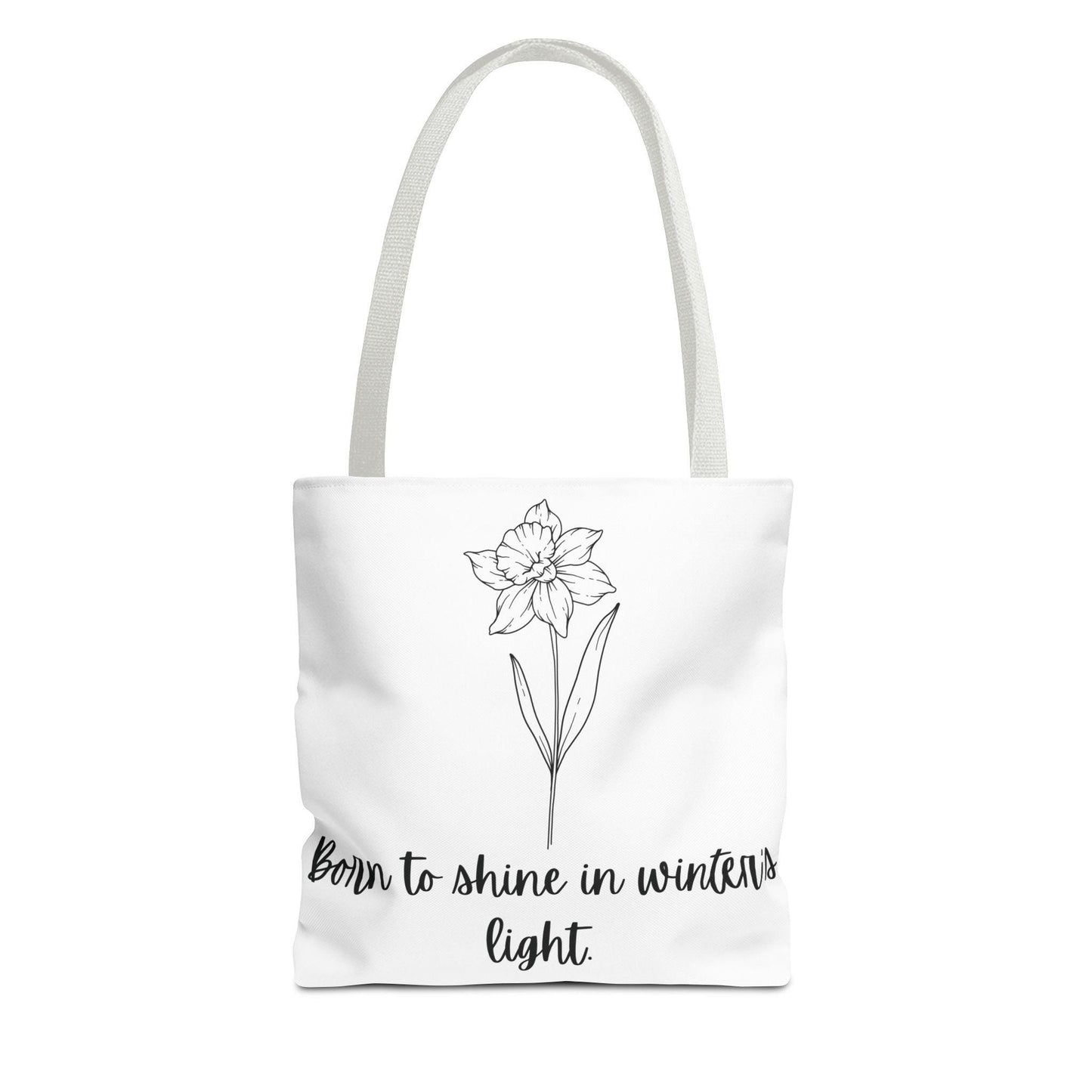 December Floral Tote Bag, Inspirational Eco-Friendly Bag, Gift for Nature Lovers, Narcissus Flower Tote, Everyday Carryall