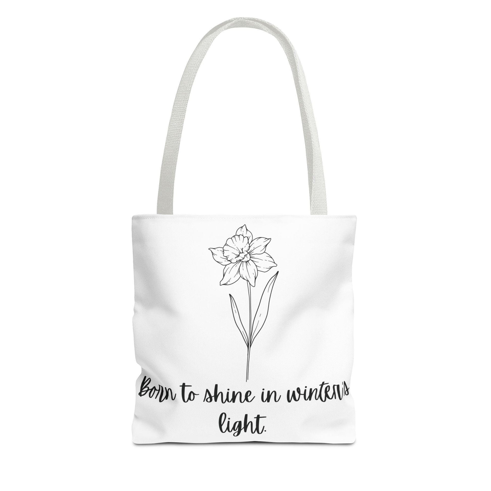 December Floral Tote Bag, Inspirational Eco-Friendly Bag, Gift for Nature Lovers, Narcissus Flower Tote, Everyday Carryall