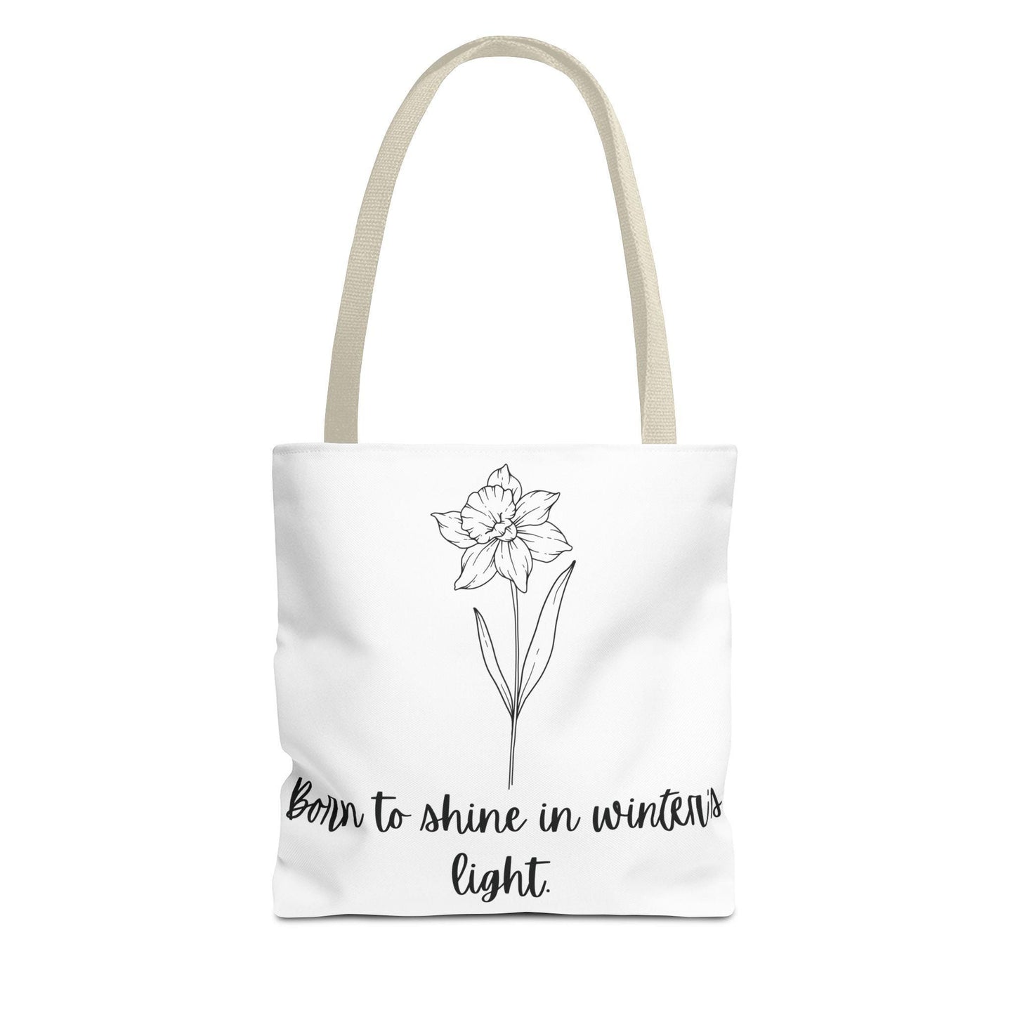 December Floral Tote Bag, Inspirational Eco-Friendly Bag, Gift for Nature Lovers, Narcissus Flower Tote, Everyday Carryall