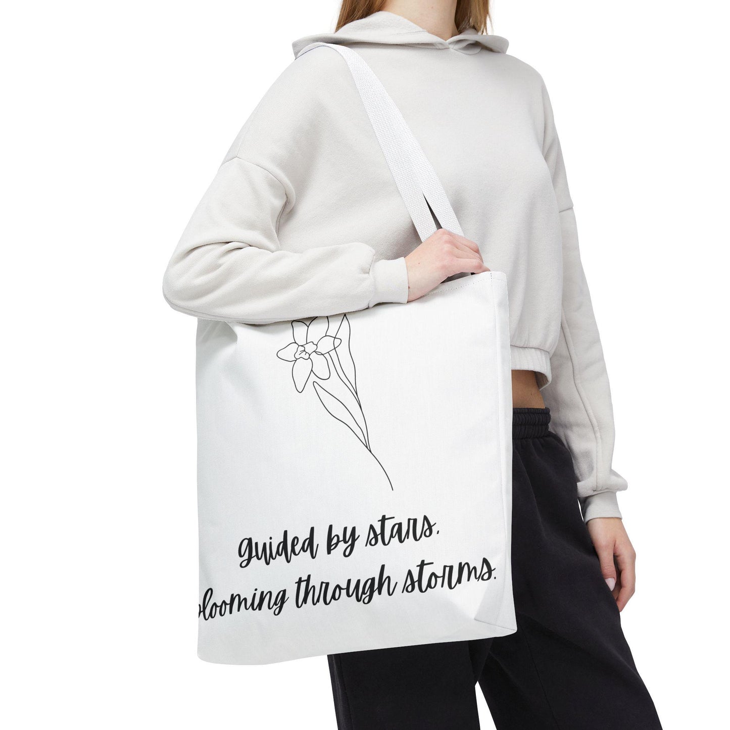 March Birth flower Tote Bag, Floral Tote, Reusable Shopping Bag, Botanical Tote, Birthday Gift Tote, Spring Tote Bag