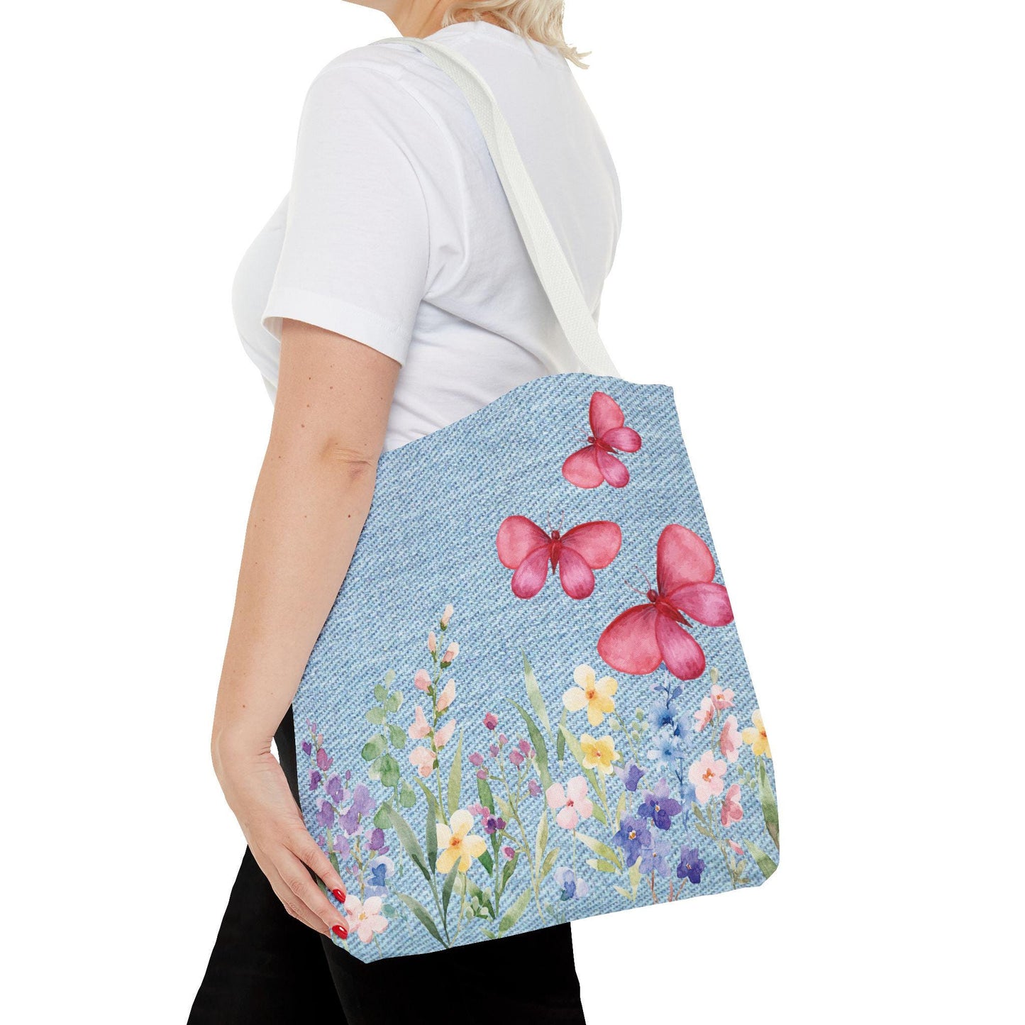 Butterfly Garden Tote Bag | Floral Carry-All for Spring Adventures, Eco-Friendly Shopping, Teacher Gift, Beach Bag, Everyday Essentials