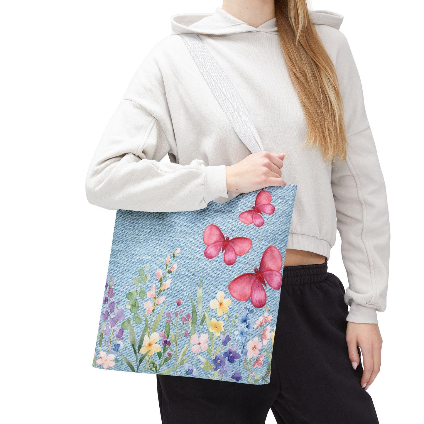 Butterfly Garden Tote Bag | Floral Carry-All for Spring Adventures, Eco-Friendly Shopping, Teacher Gift, Beach Bag, Everyday Essentials