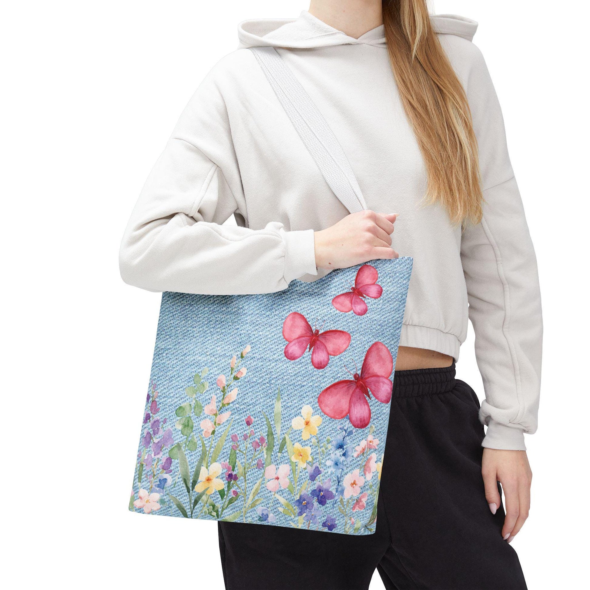 Butterfly Garden Tote Bag | Floral Carry-All for Spring Adventures, Eco-Friendly Shopping, Teacher Gift, Beach Bag, Everyday Essentials