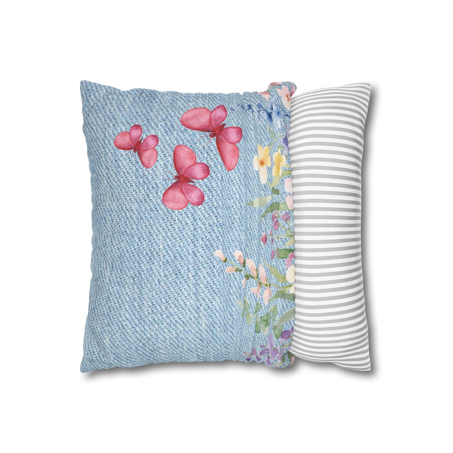 Floral Butterfly Throw Pillow, Decorative Cushion, Home Pillow Cover, Cozy Living Room Accent, Spring Decor, Gift for Her