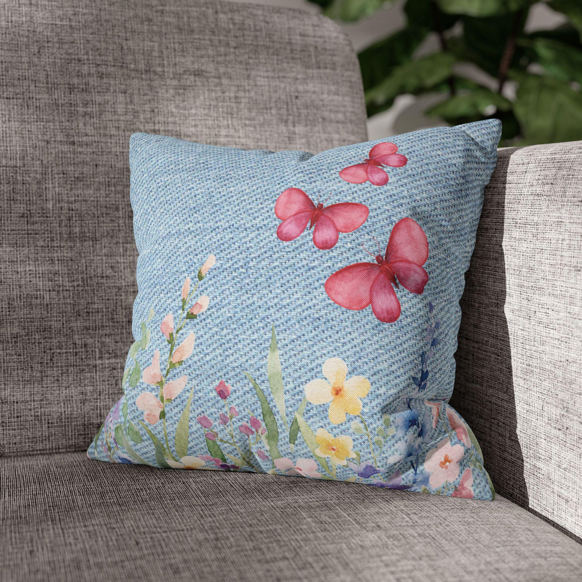 Floral Butterfly Throw Pillow, Decorative Cushion, Home Pillow Cover, Cozy Living Room Accent, Spring Decor, Gift for Her