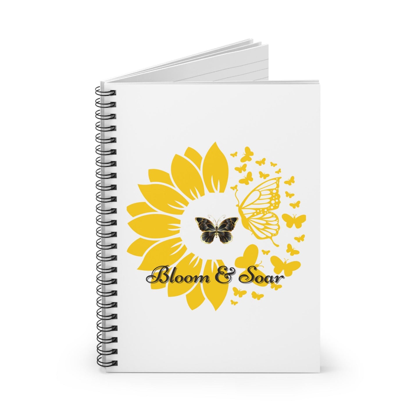 Bloom & Soar Spiral Notebook - Inspirational Journal, Butterfly Design, Gift for Students, Nature Lovers, Writing Supplies