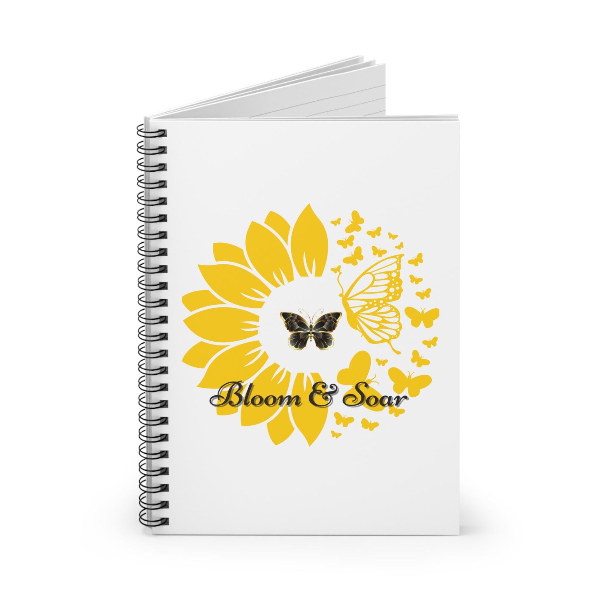 Bloom & Soar Spiral Notebook - Inspirational Journal, Butterfly Design, Gift for Students, Nature Lovers, Writing Supplies