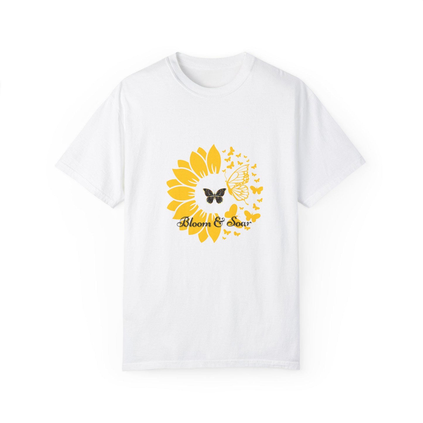 Bloom & Soar T-Shirt, Unisex Butterfly Graphic Tee, Floral Summer Shirt, Gift for Nature Lovers, Positive Vibes Fashion